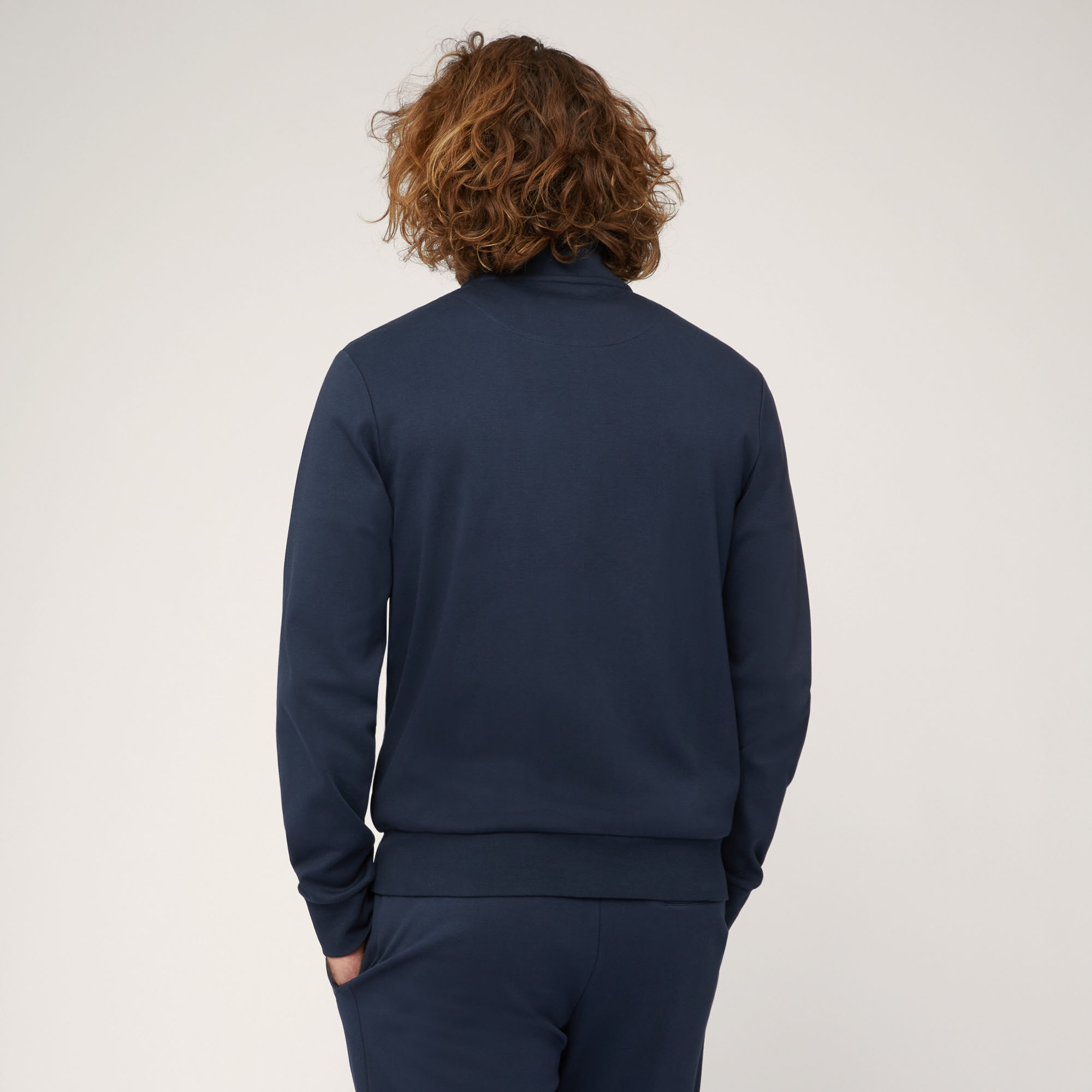 Cotton Full-Zip Sweatshirt with Heat-Sealed Details