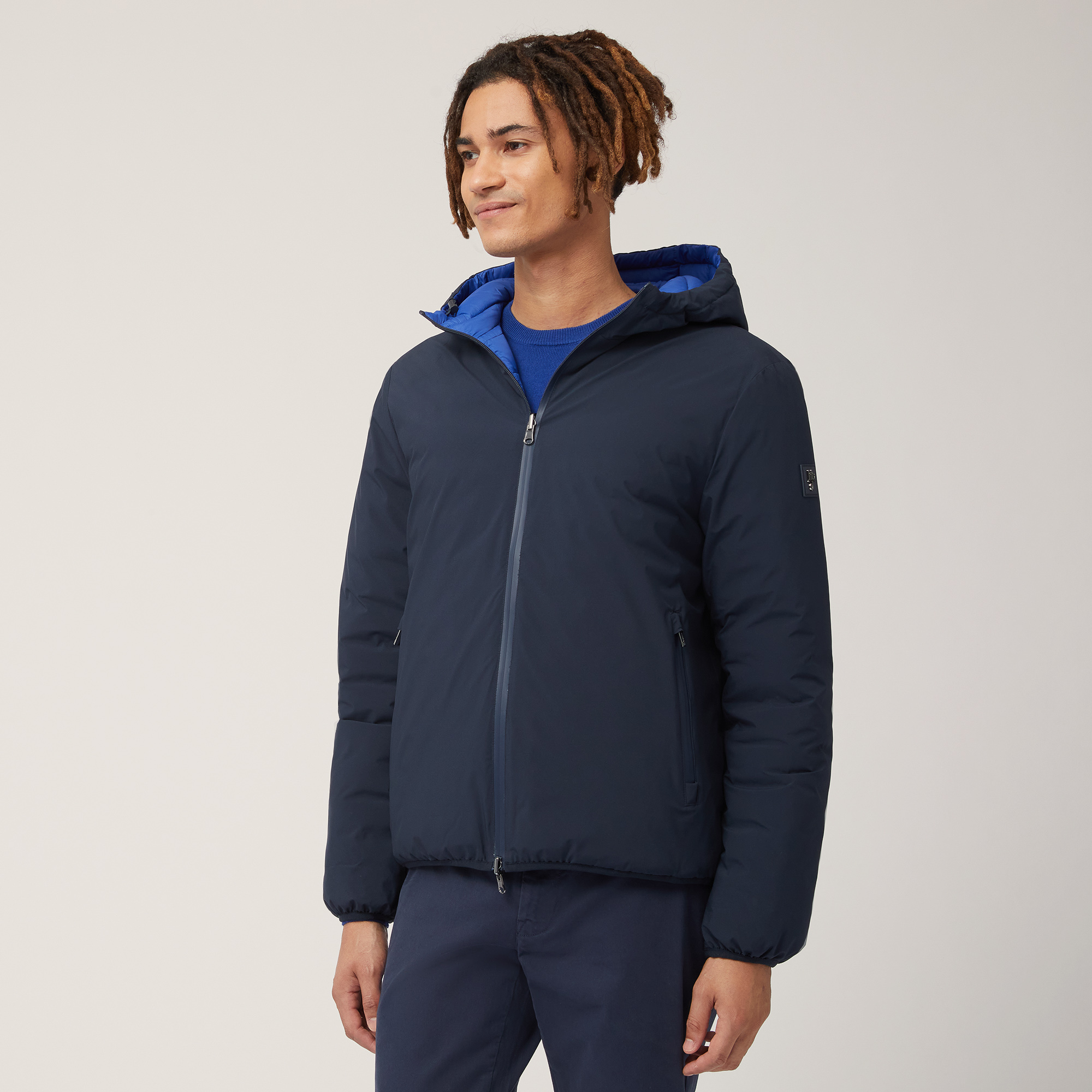 Hooded Jacket, Blue, large