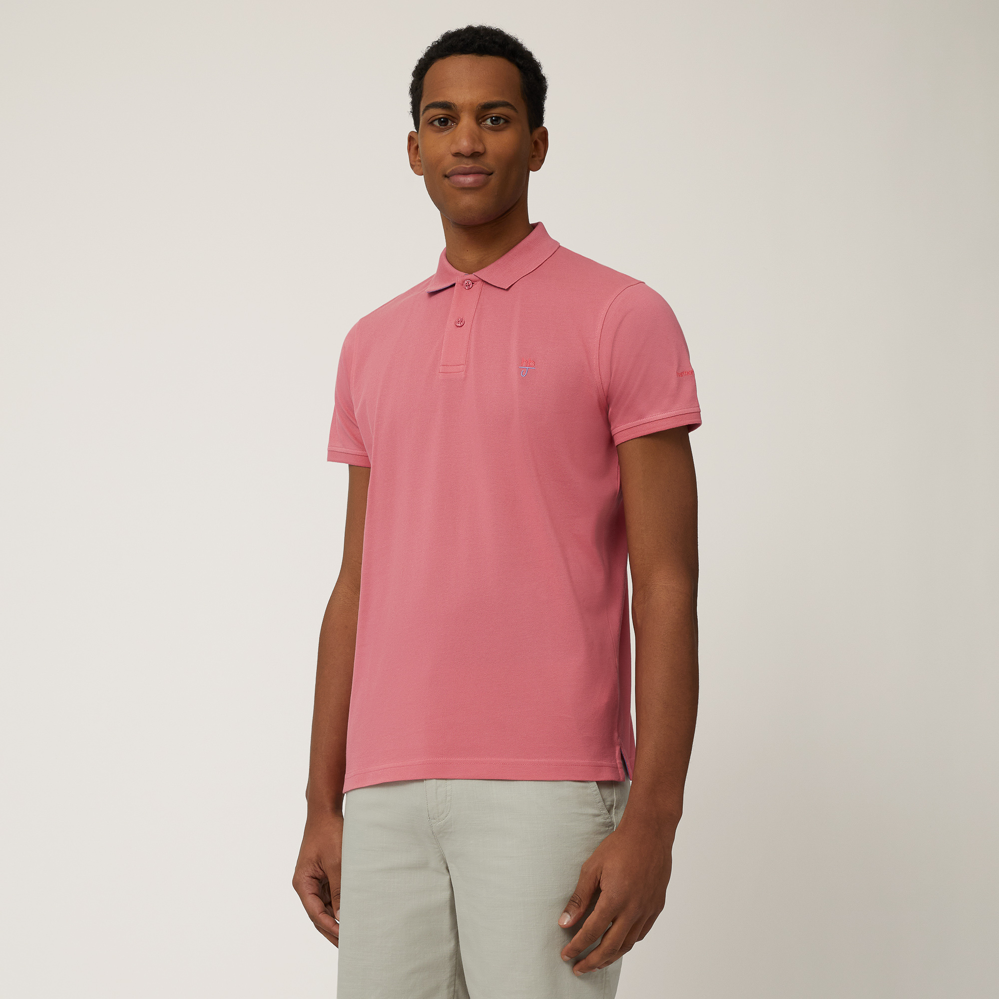 Narrow-Fit Cotton Polo, Hibiscus, large