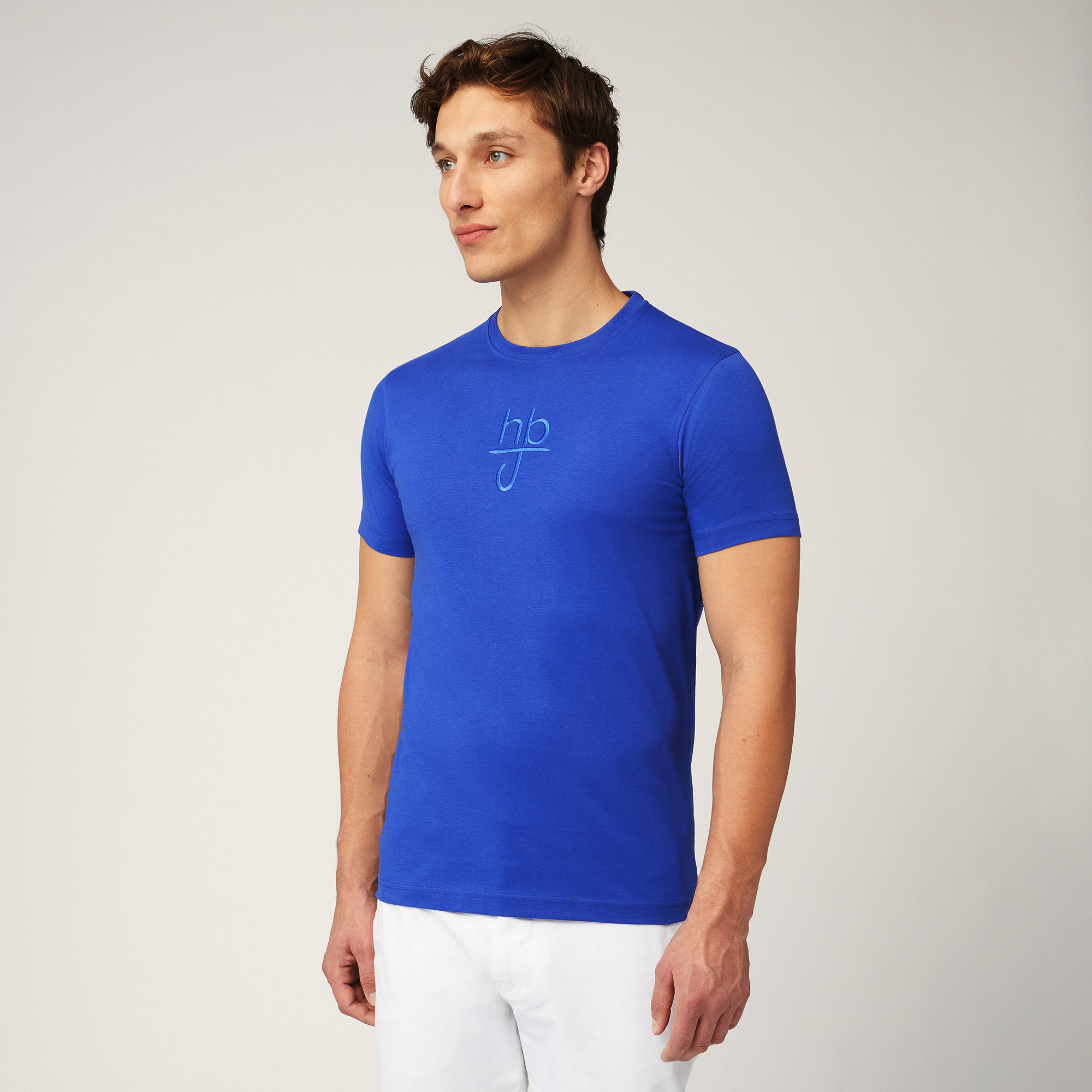 T-Shirt with Maxi Embroidery, Electric Blue, large image number 0