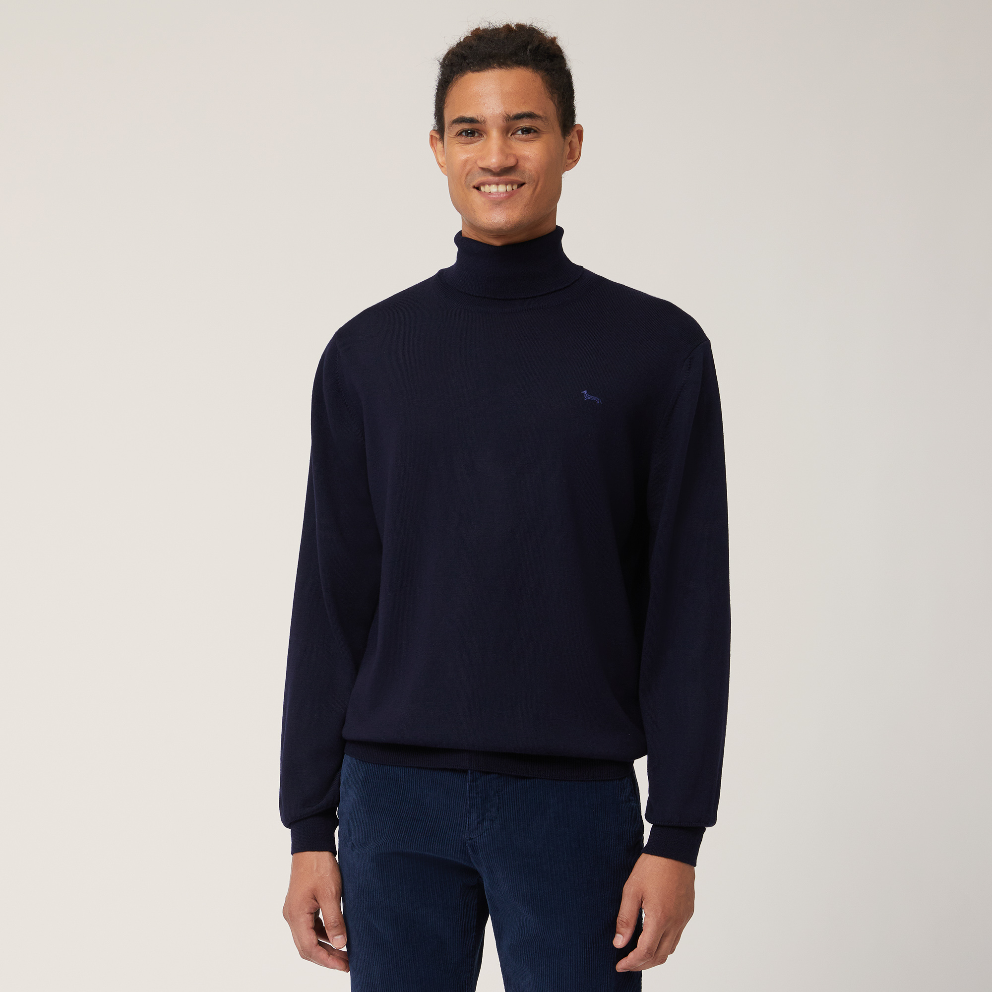 Merino Wool Turtleneck, Blue, large