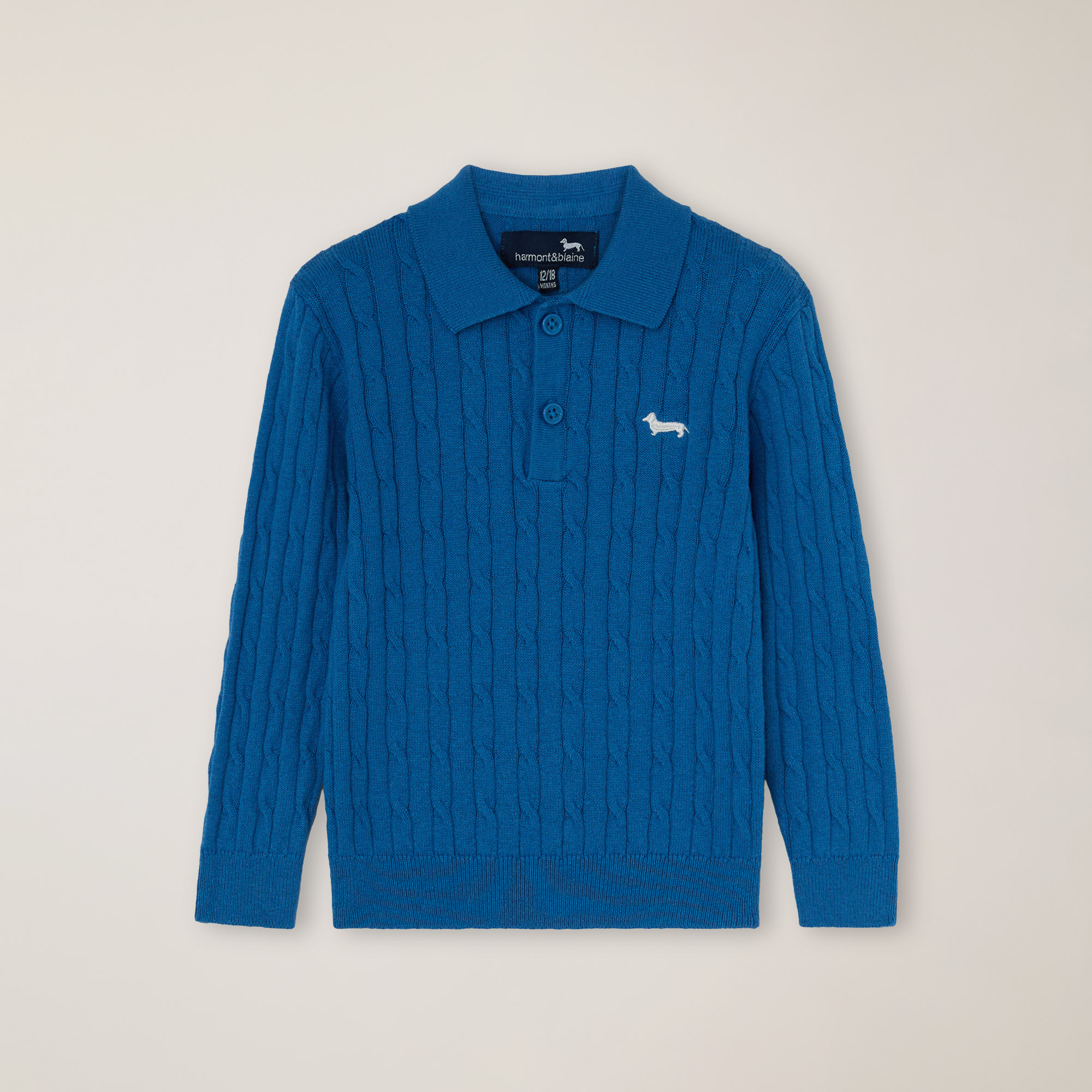 Cable-Knit Polo With Logo Embroidery