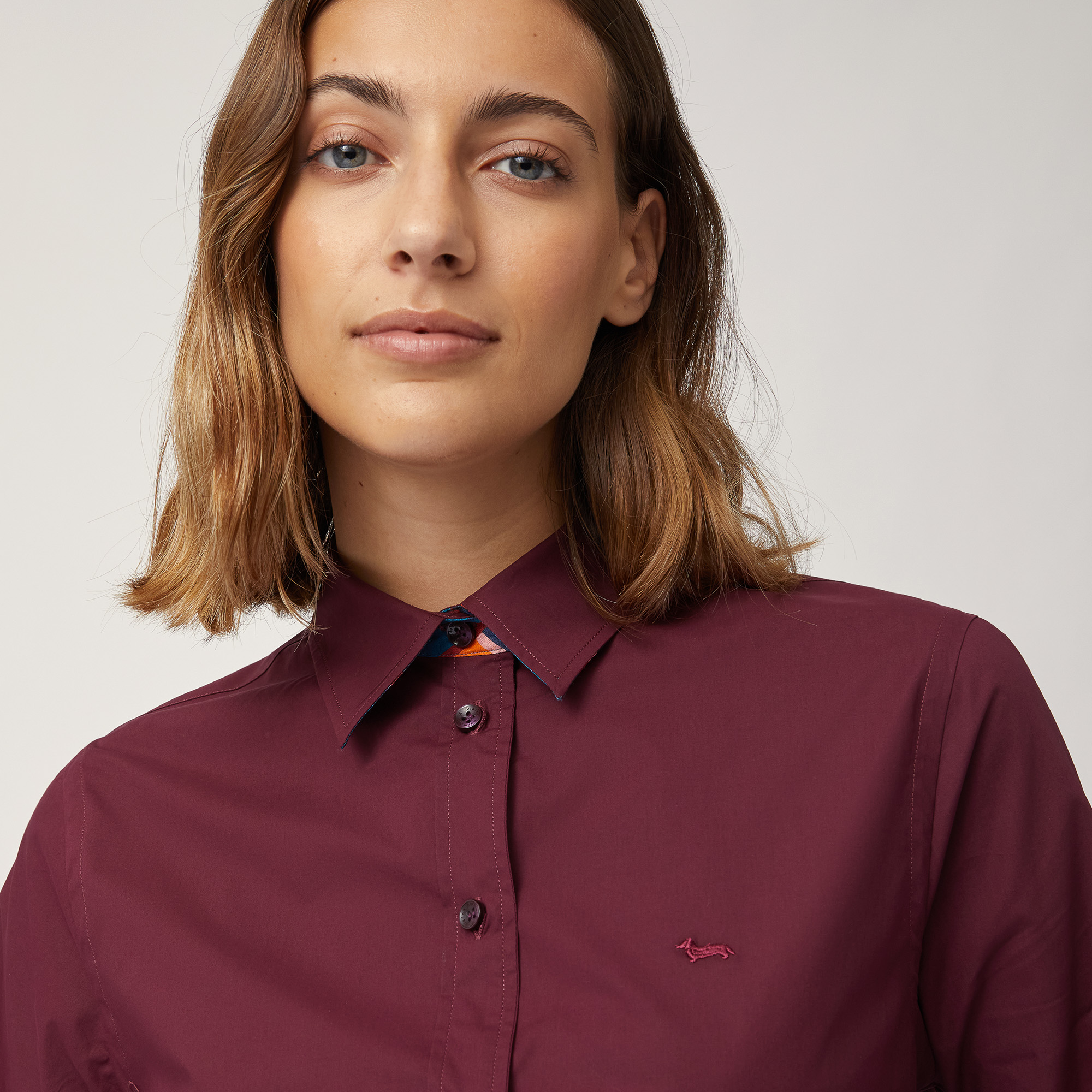 Contrasting Detail Shirt, Burgundy, large image number 2