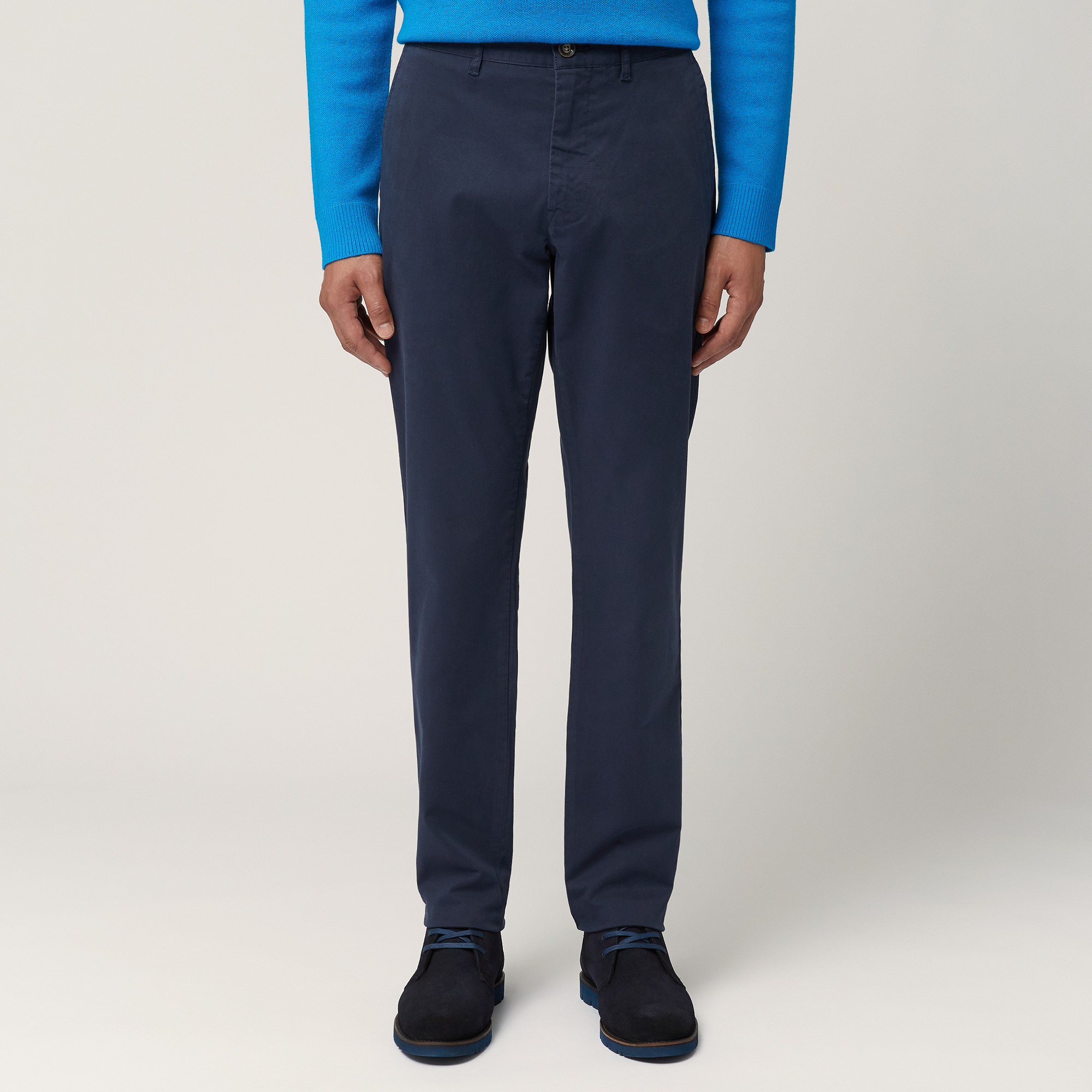 Pantaloni Narrow In Cotone, Blu, large image number 0