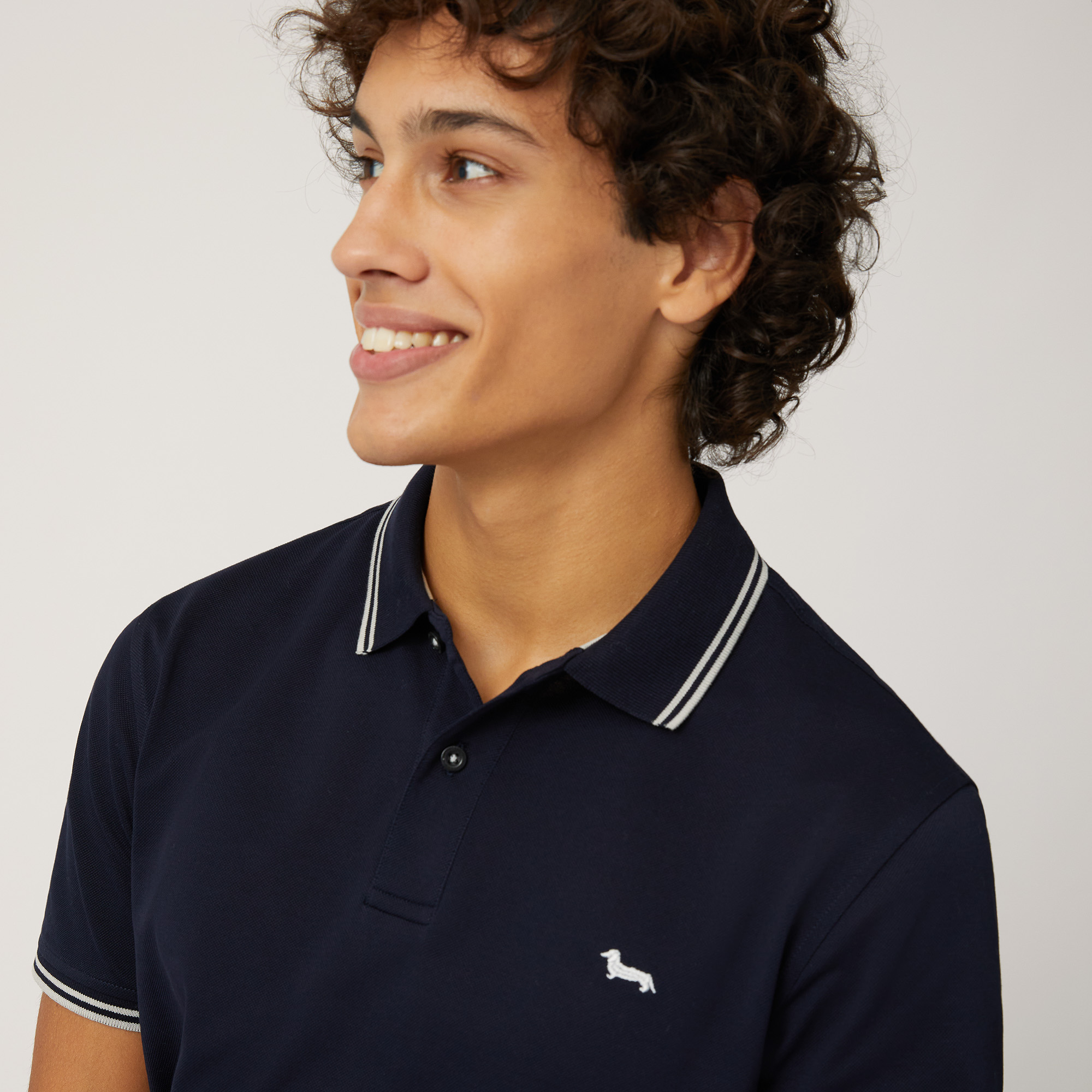 Essentials polo shirt in plain coloured cotton, Blue, large image number 2