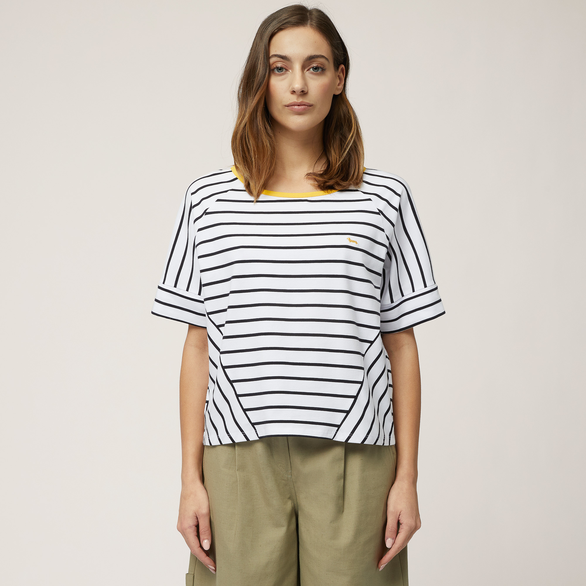 T-Shirt Boxy In Cotone A Righe