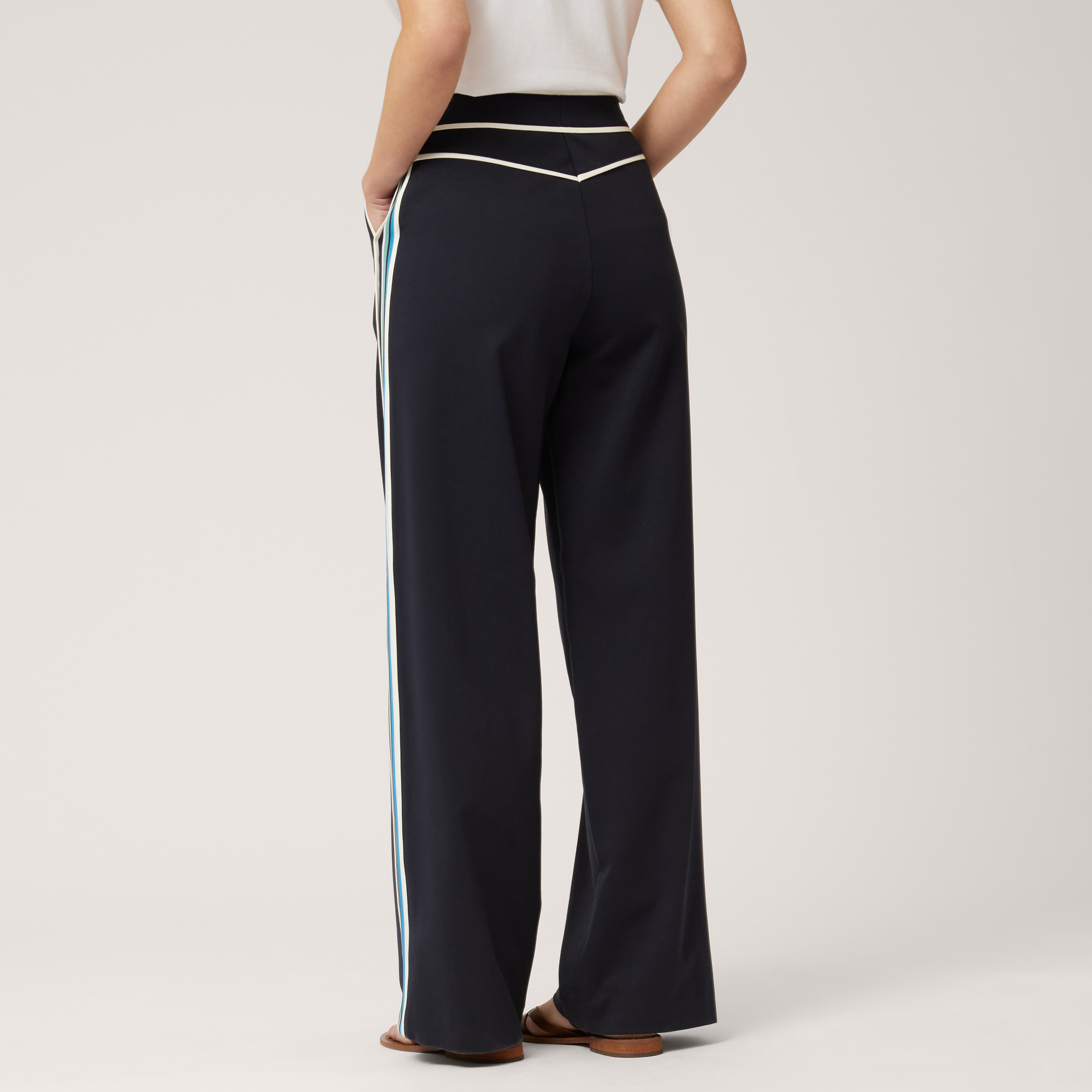 Pants with Contrasting Trims, Navy Blue, large image number 1