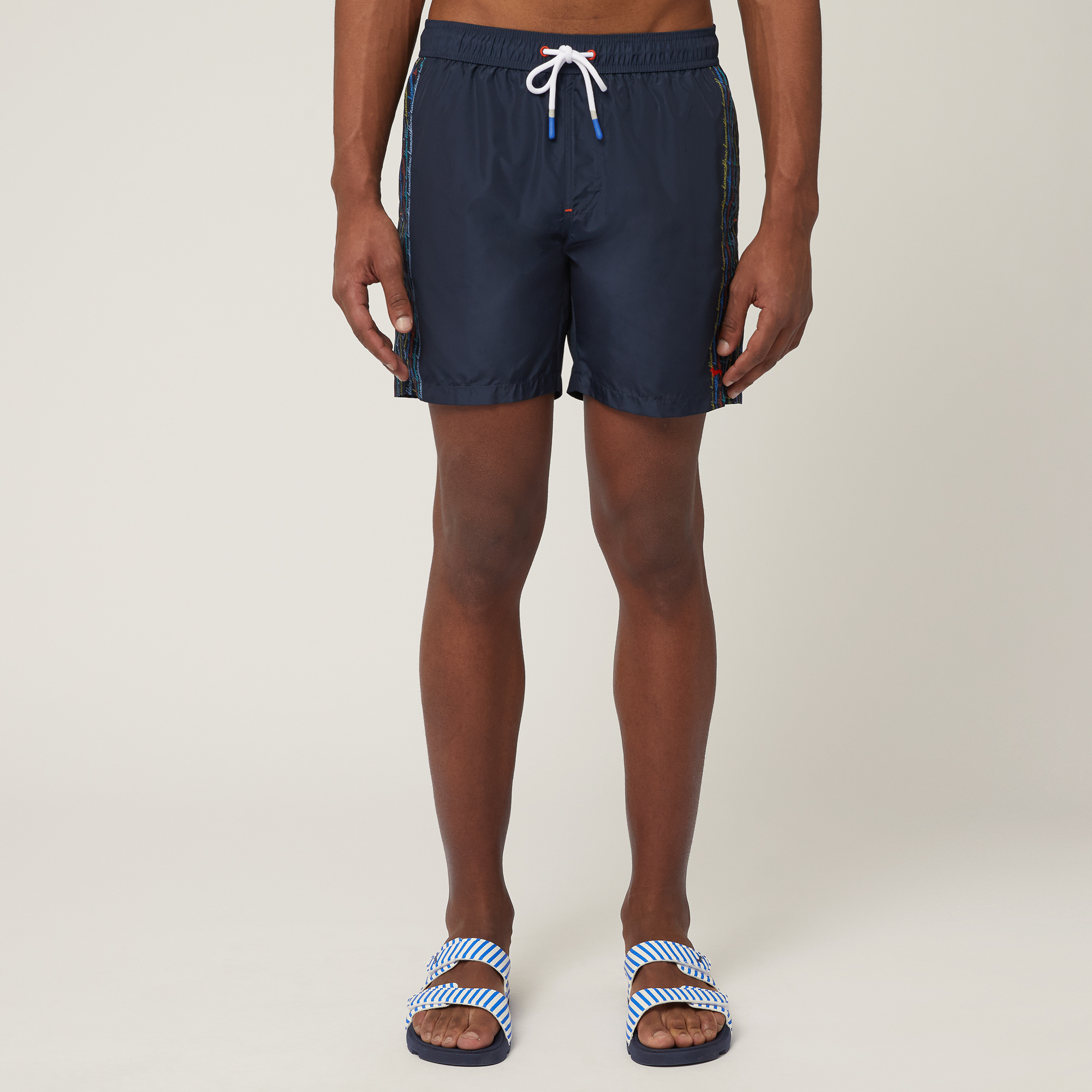 Swim Shorts with Lettering, Light Blue, large image number 0