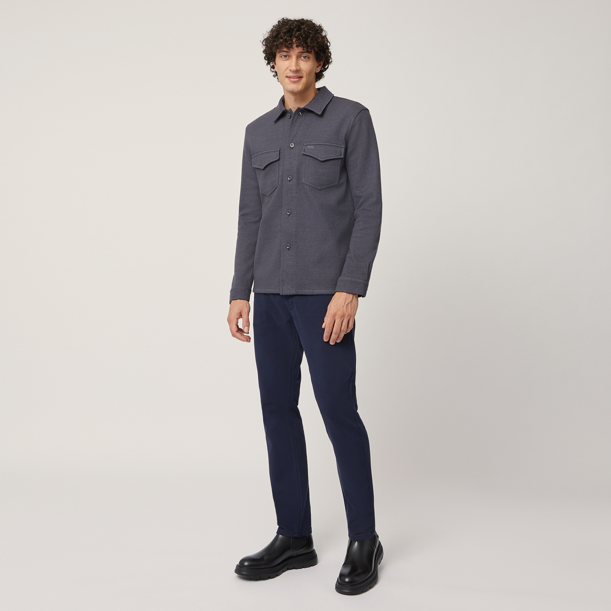 Wool-Blend Overshirt, Grigio, large image number 3