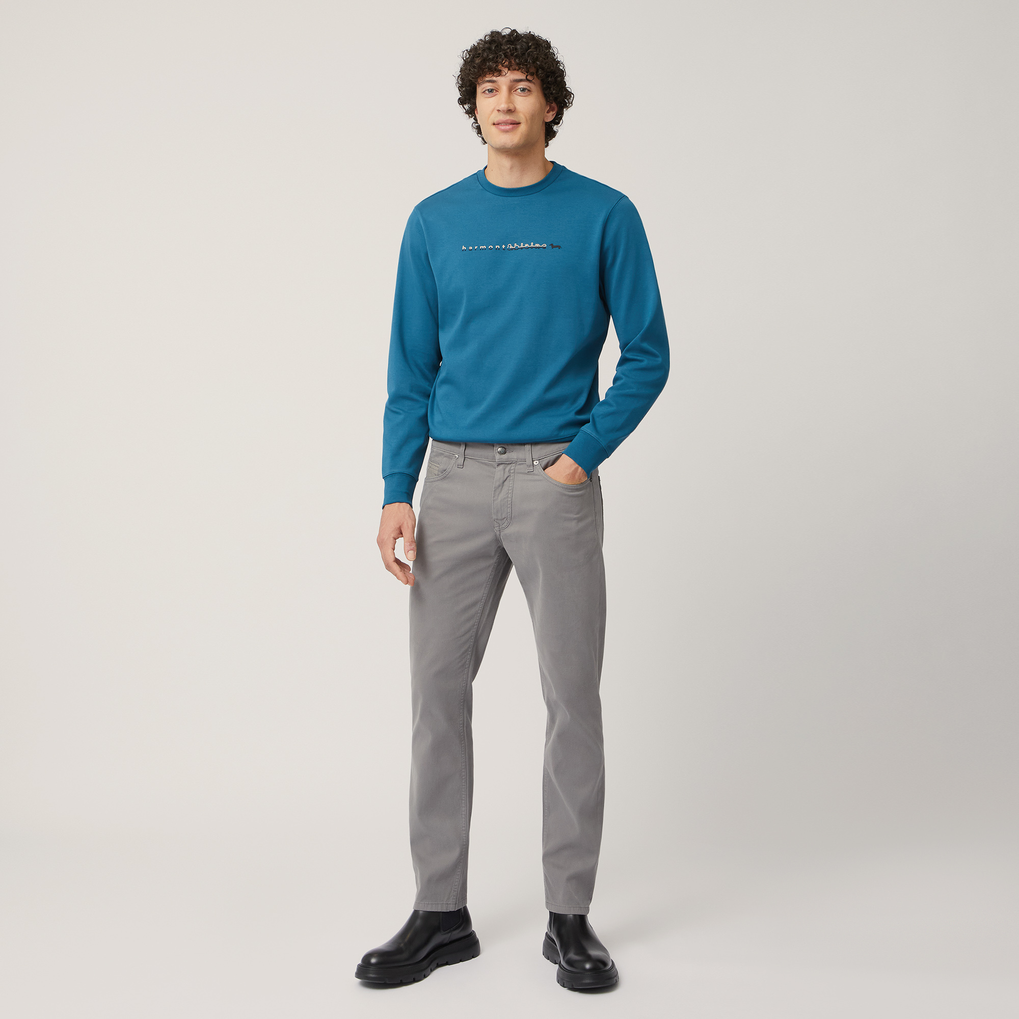 Narrow Pants with Inserts, Grigio, large image number 3