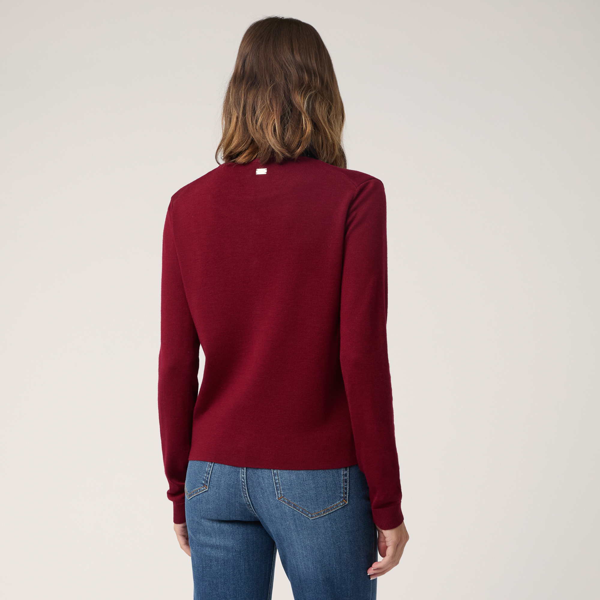 Two-Tone Cardigan with Panel, Red , large image number 1