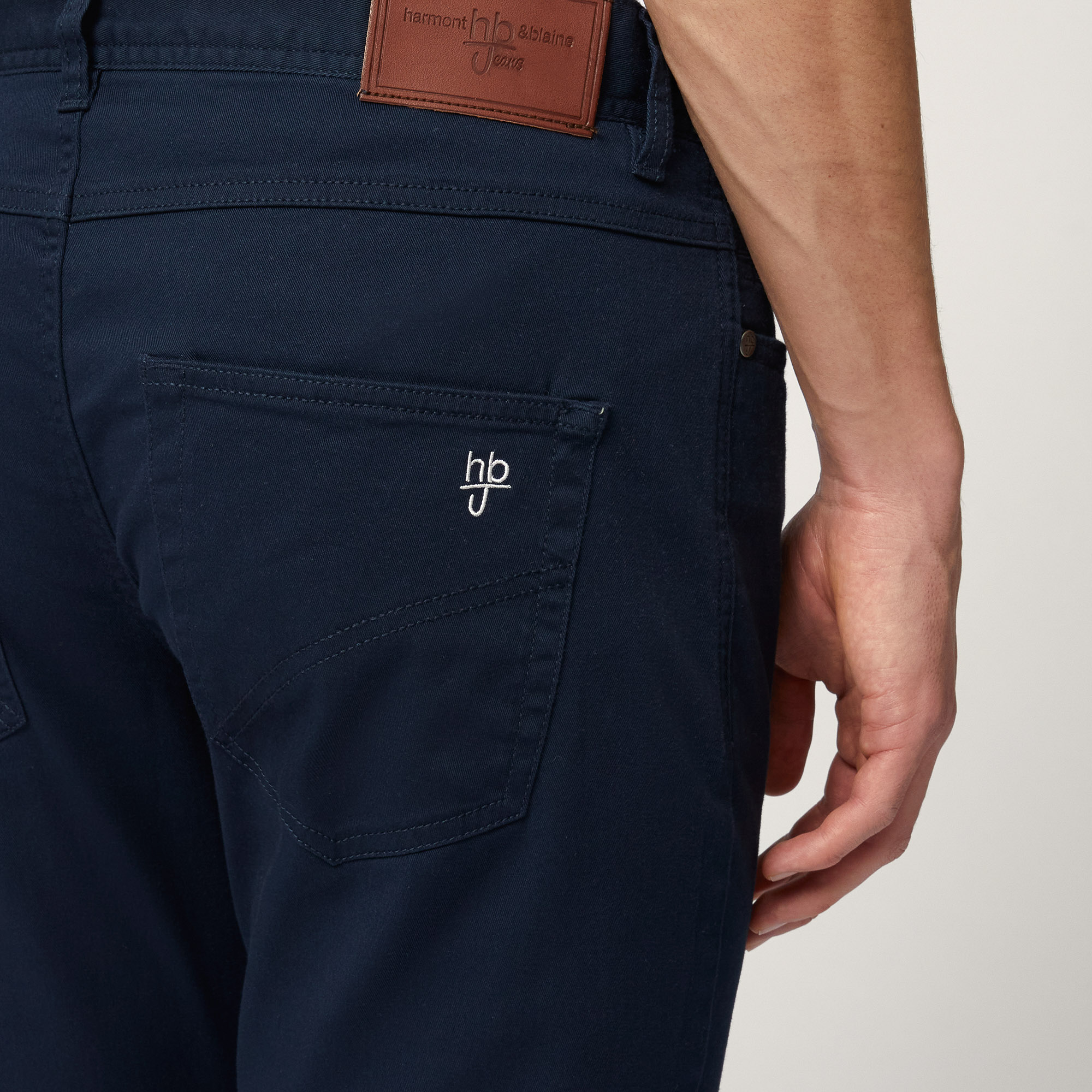 Five-Pocket Twill Pants, Dark Blue, large image number 2