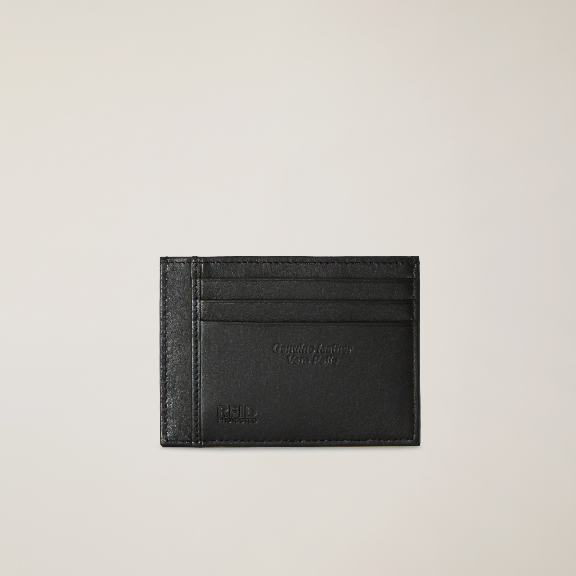 Leather Card Holder with Logo, Black, large image number 1