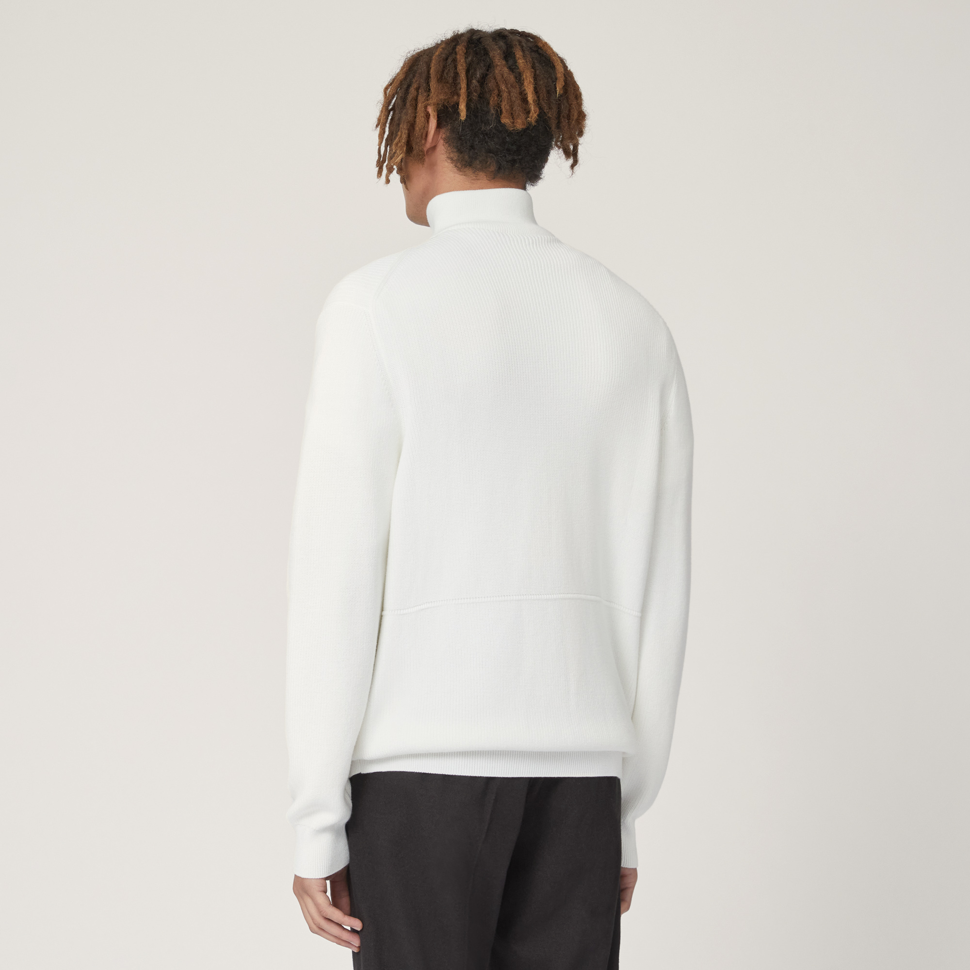 Ribbed Full-Zip Pullover, White, large image number 1