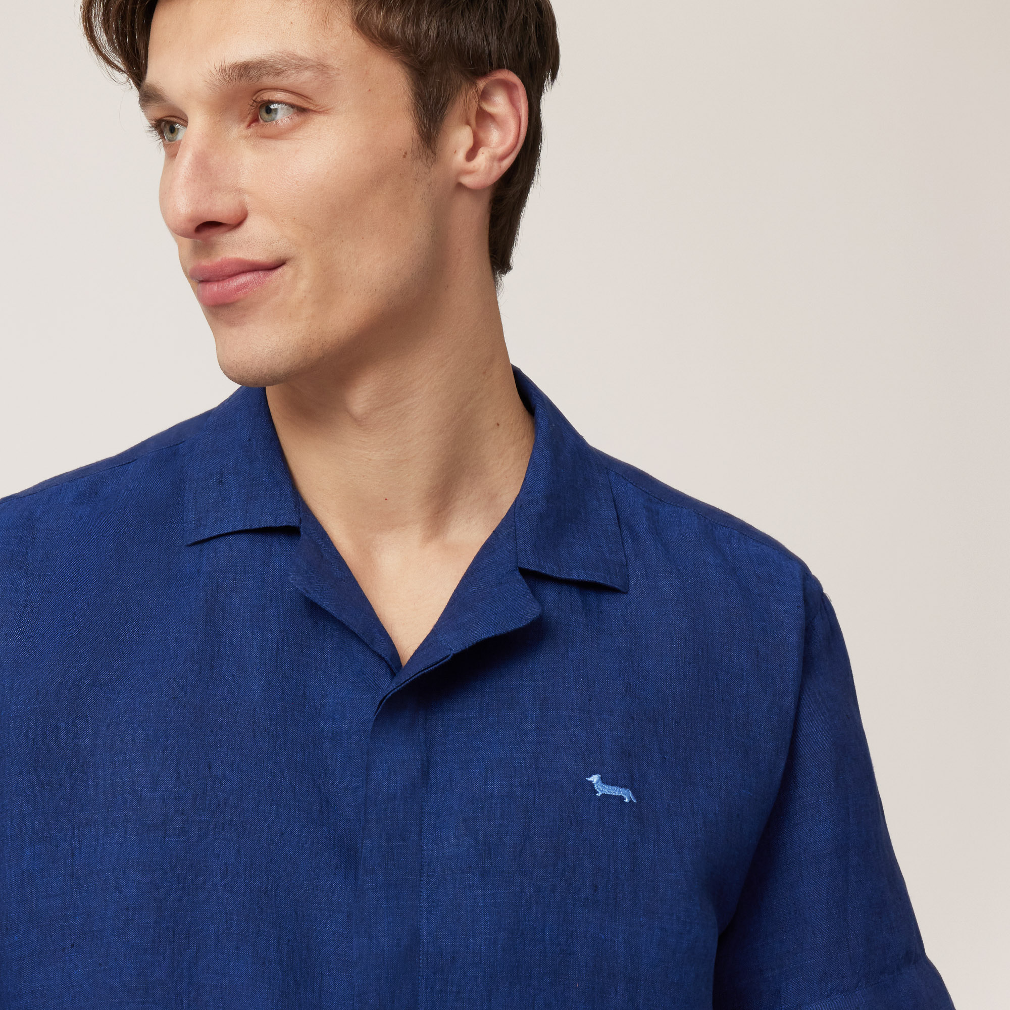 Linen Bowling Shirt, Midnight Blue, large image number 2