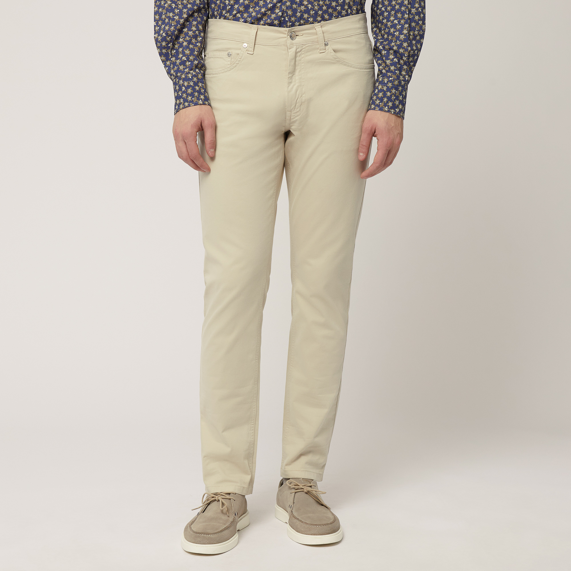 Narrow Five-Pocket Pants, Beige, large image number 0