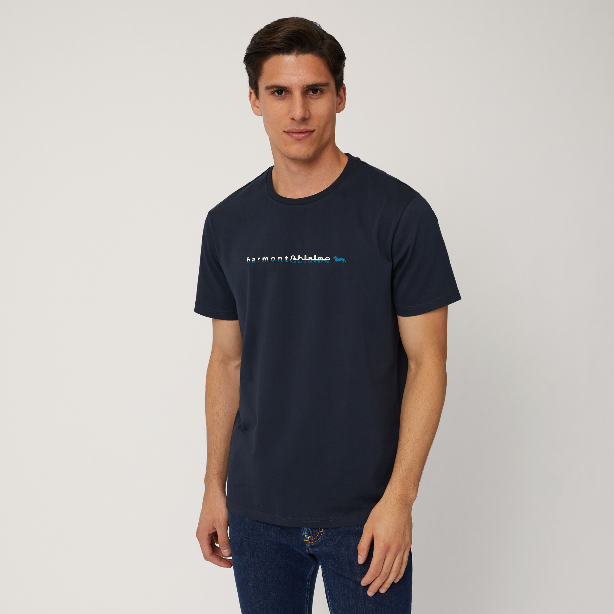 T-Shirt with Front Logo, Blue , large image number 0