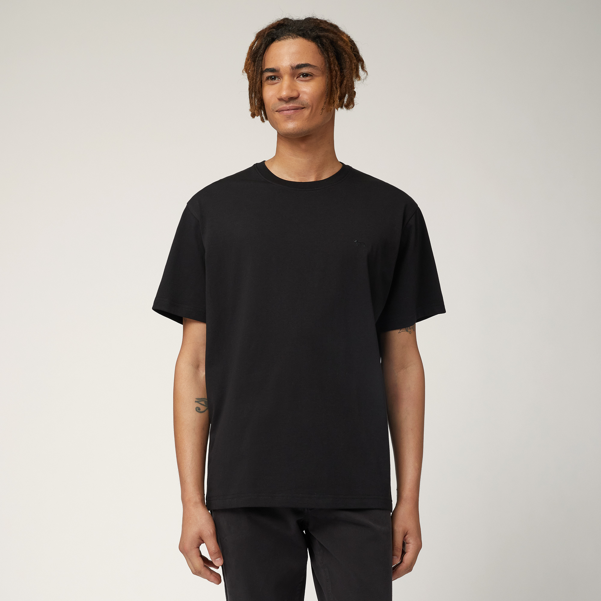 T-Shirt Relaxed Fit Con Logo, Nero, large