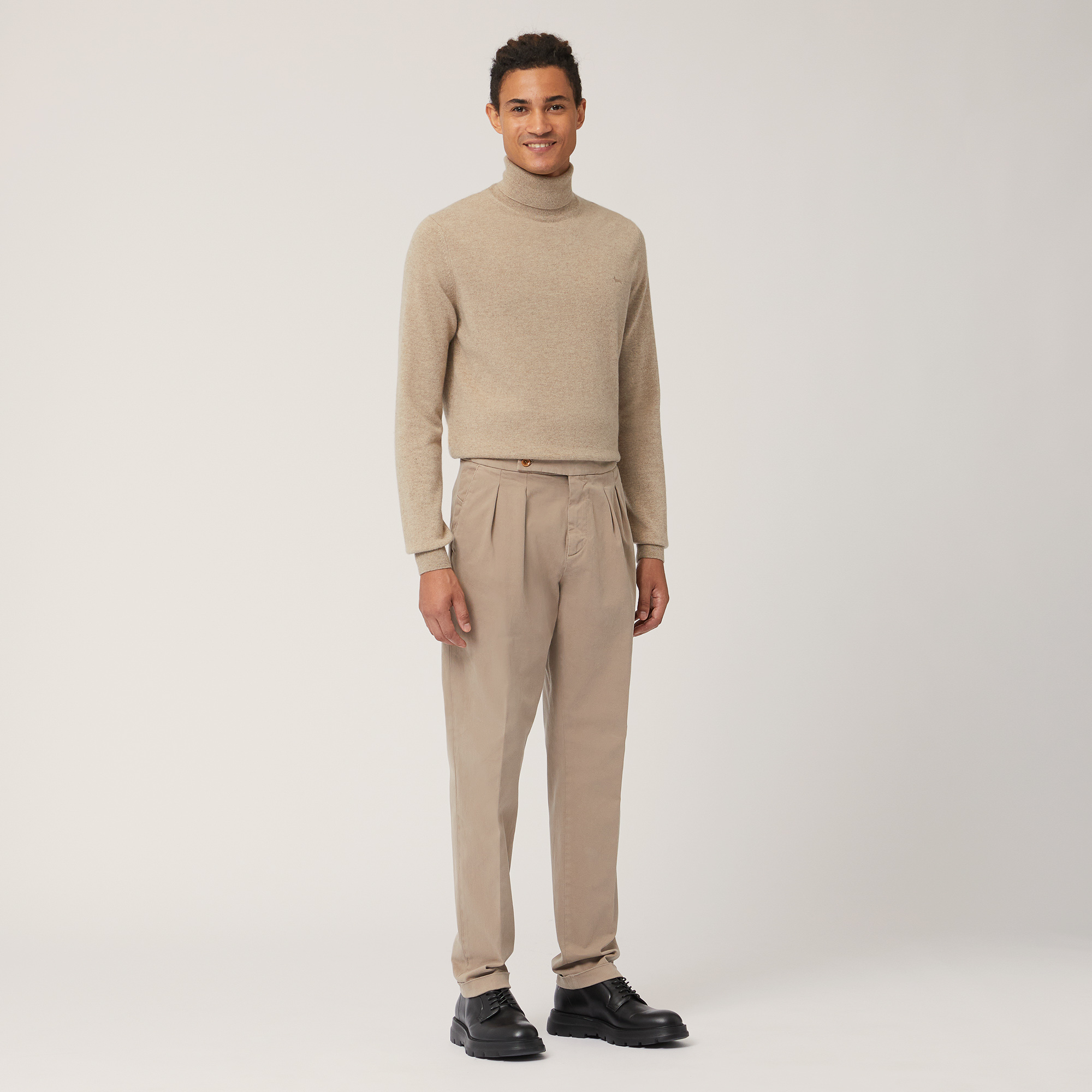 Chino Pants with Pleats, Beige, large image number 3