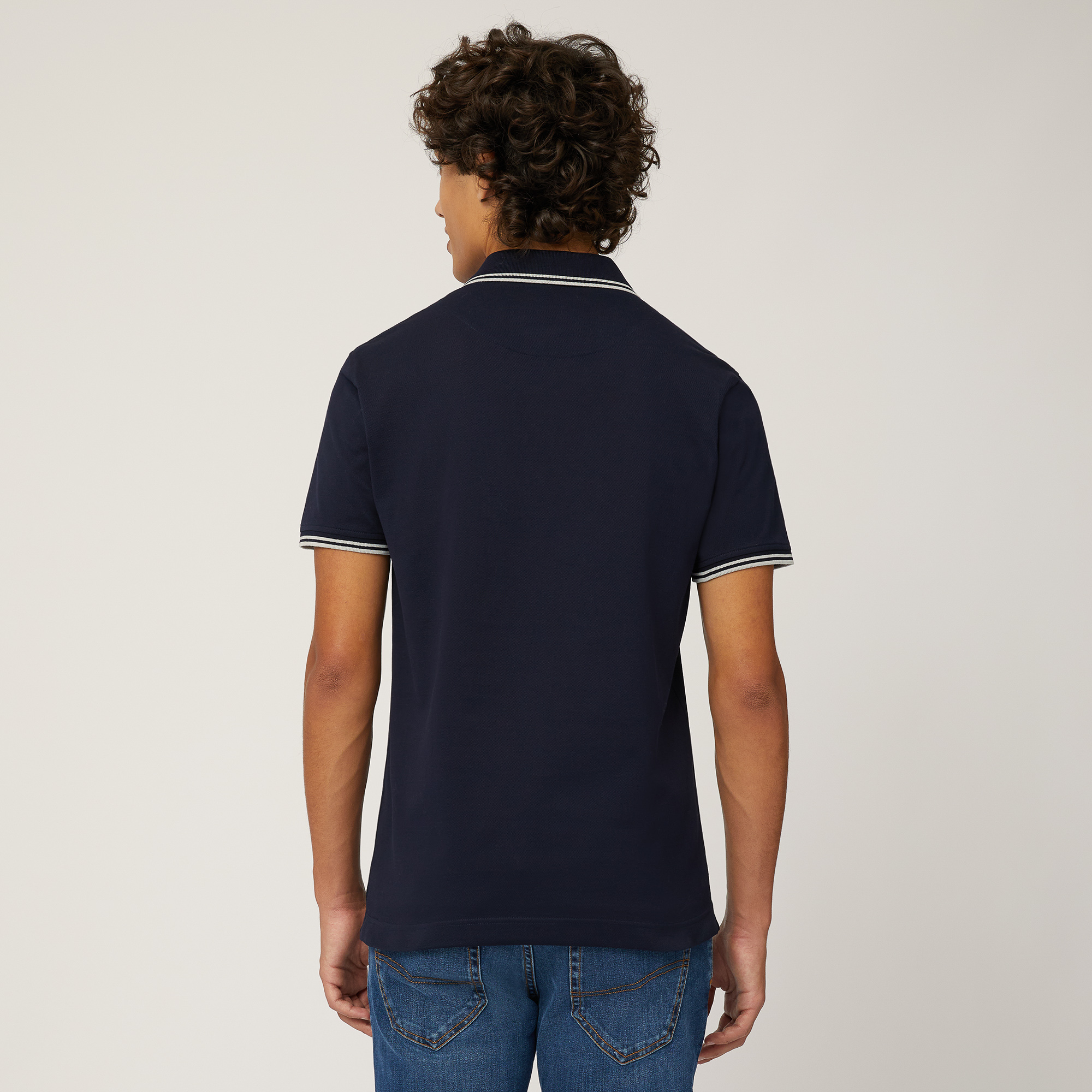 Essentials polo shirt in plain coloured cotton, Blue, large image number 1