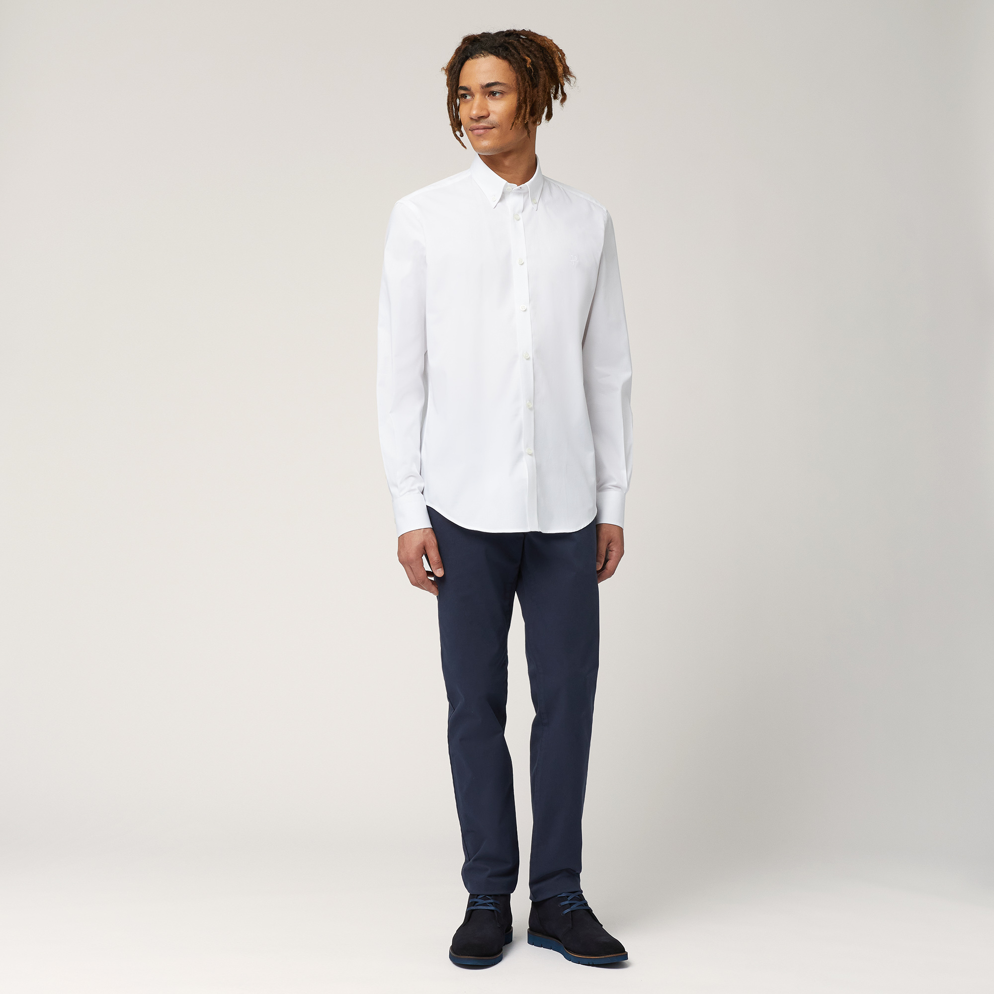 Solid-Colored Cotton Shirt, White, large image number 3