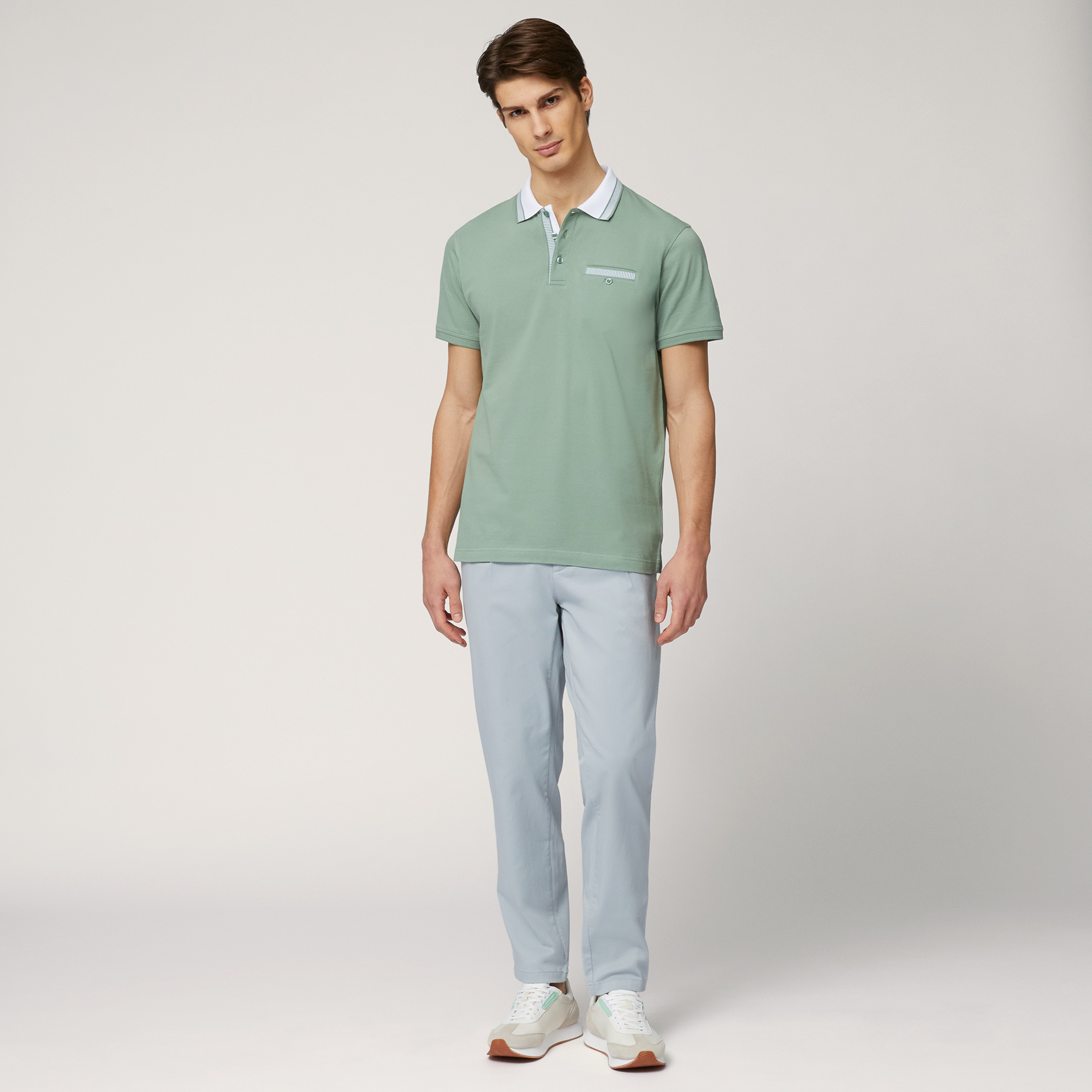 Polo with Contrasting Details, Moss Green, large image number 3