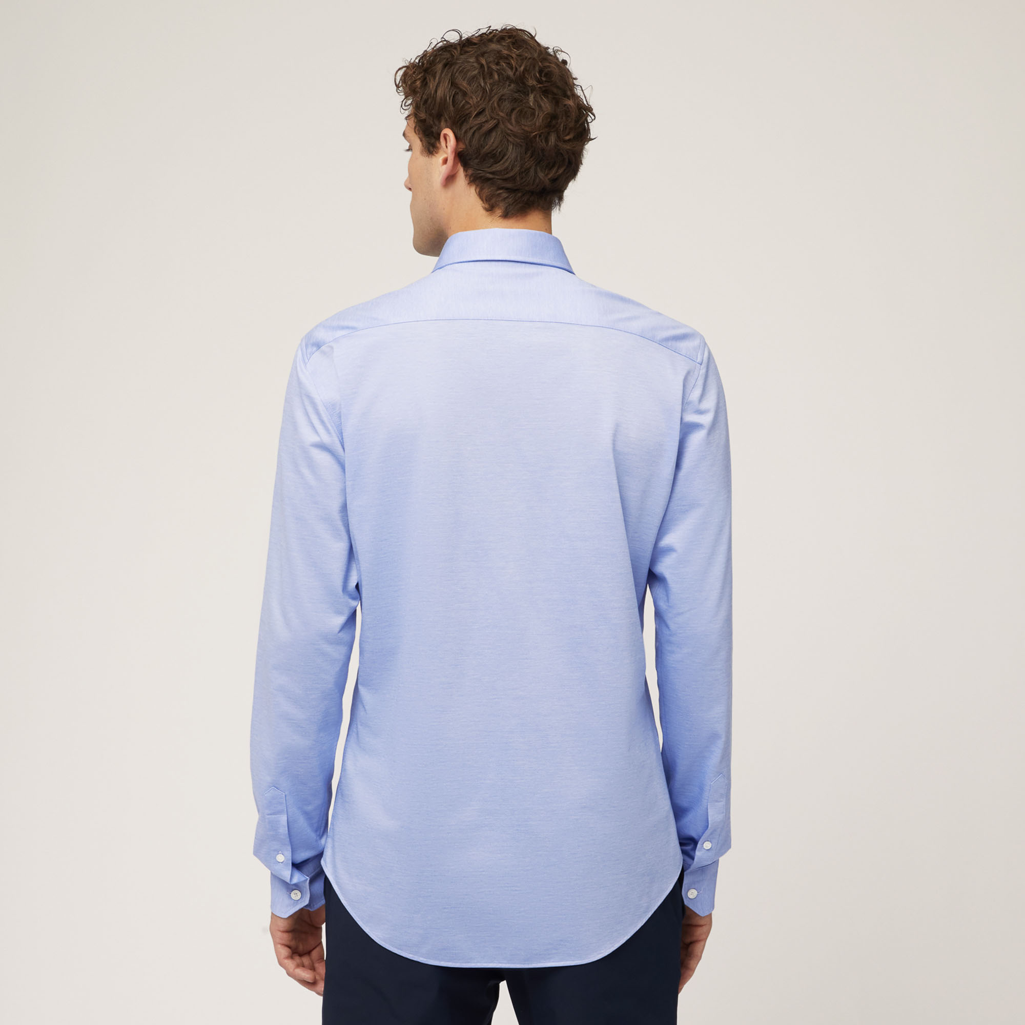 Camicia In Cotone Con Orlo Stondato, Blu, large image number 1