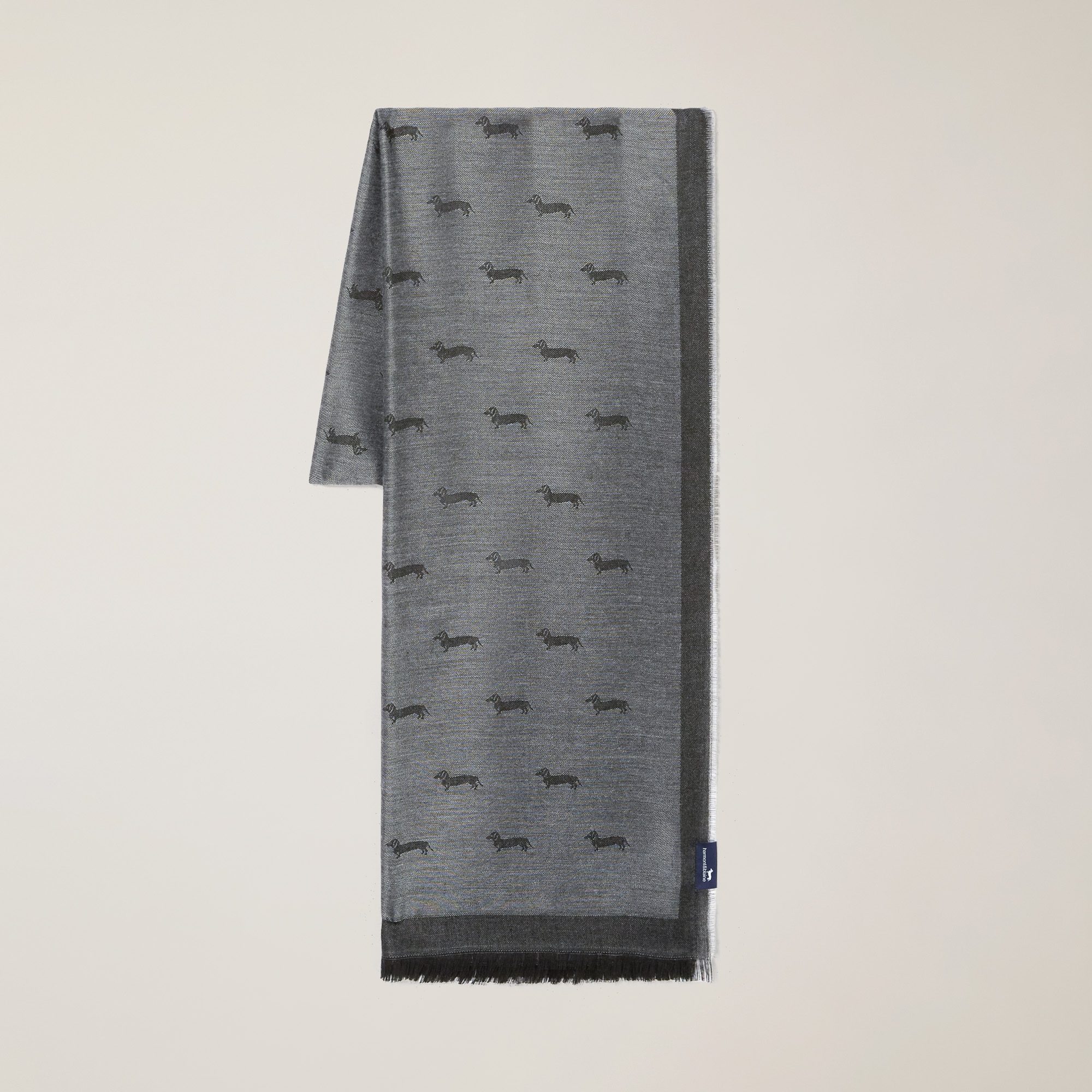 Pashmina with All-Over Dachshund, Black , large image number 0