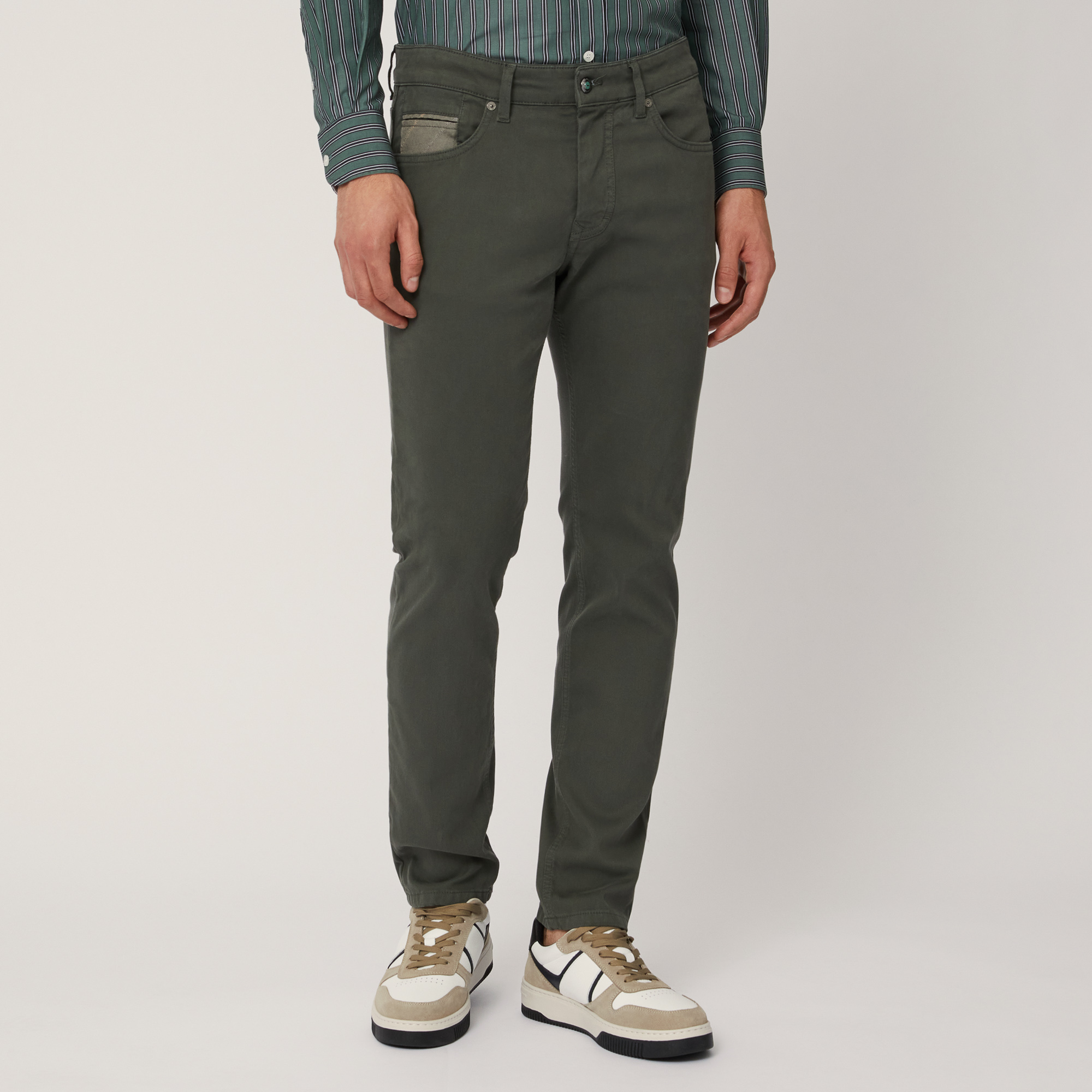 Narrow Pants with Inserts, Verde, large image number 0