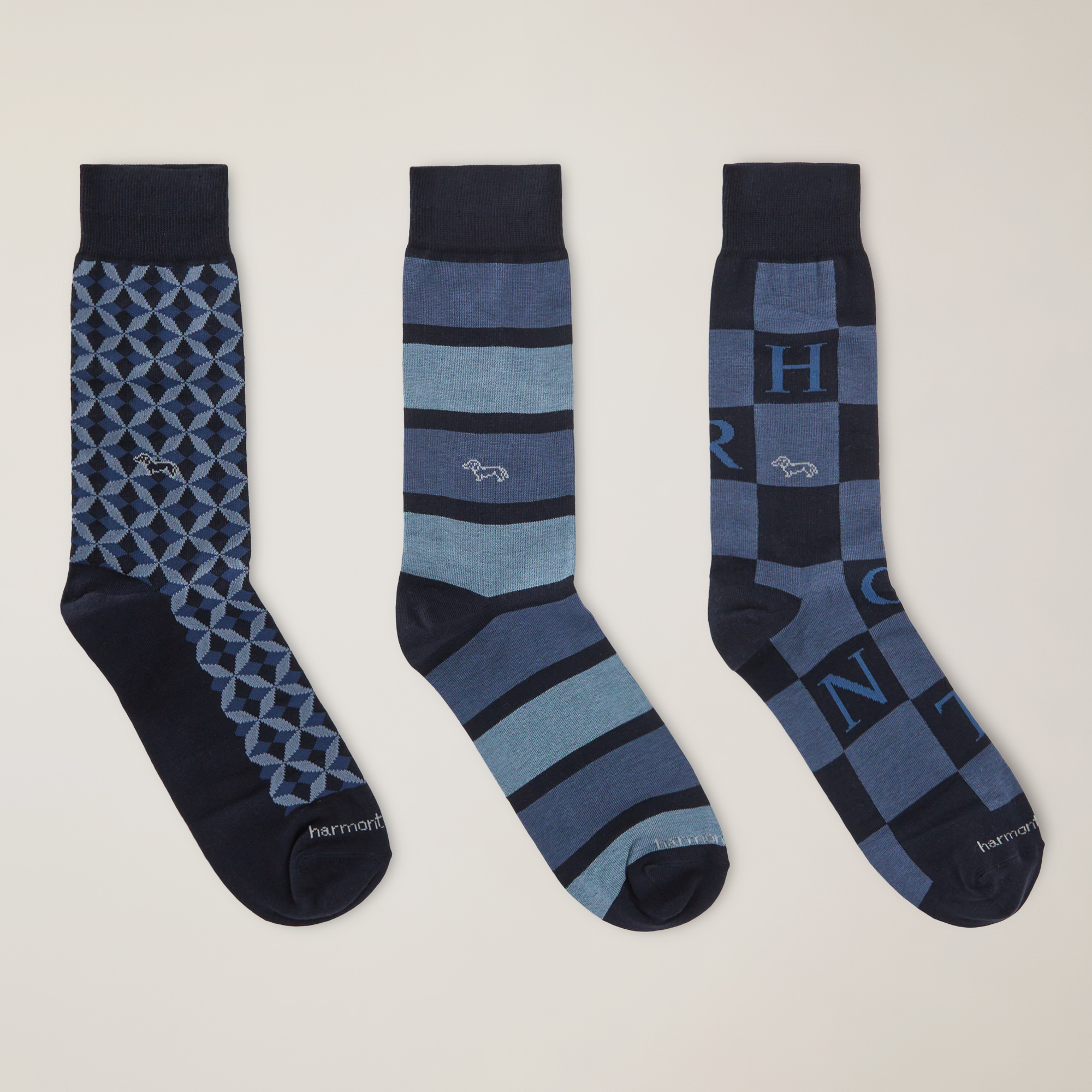 Kit of 3 Mixed Patterned Socks, Blue , large image number 0