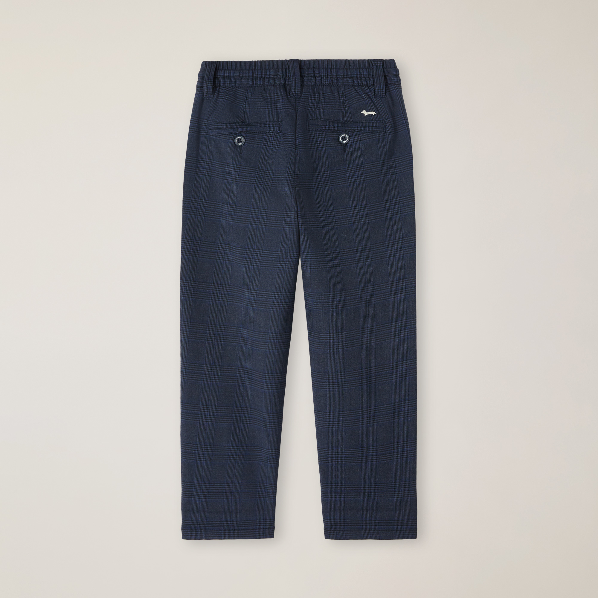 Check Pants With Slash Pocket And Elastic