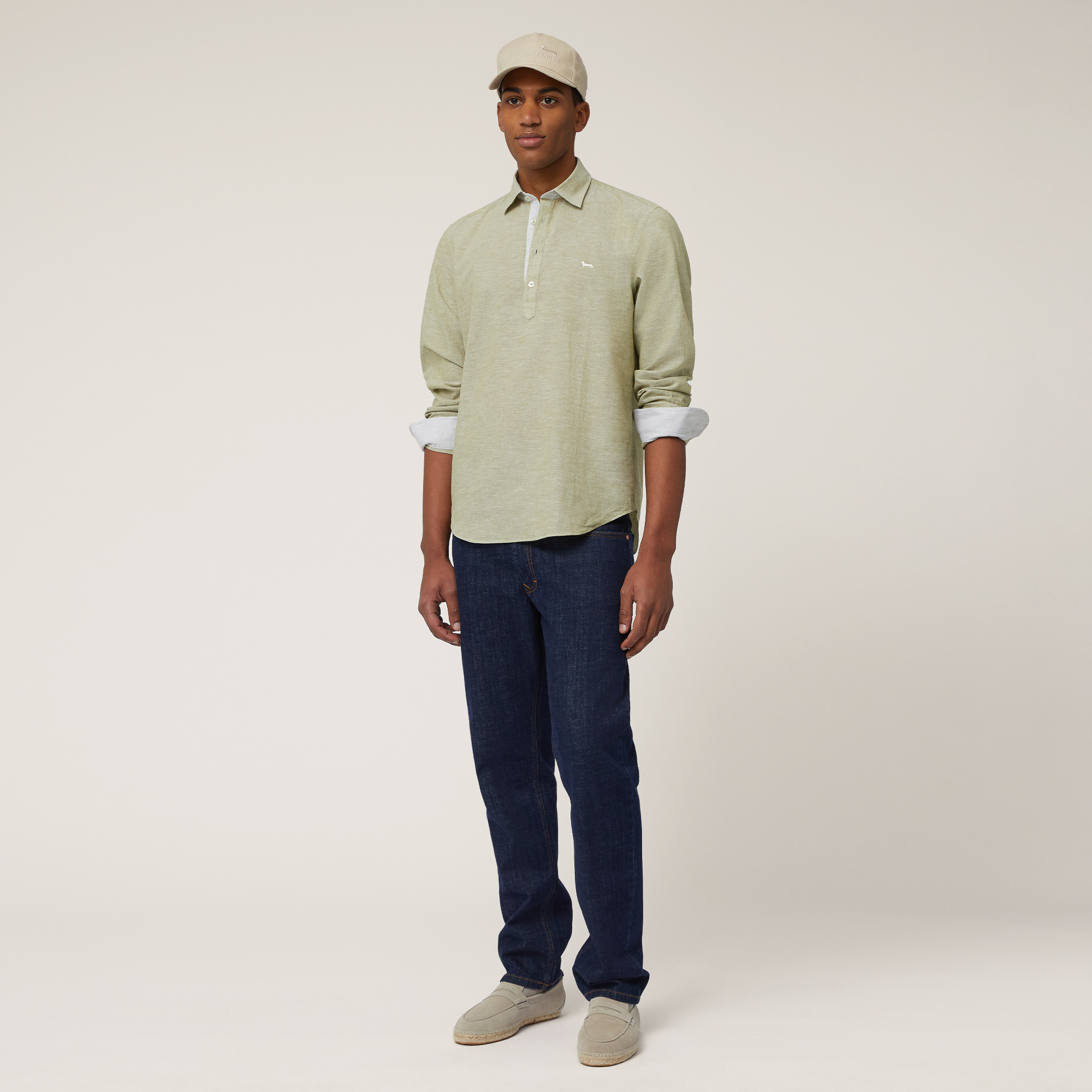 Long-Sleeved Shirt-Style Polo, Military Green, large image number 3