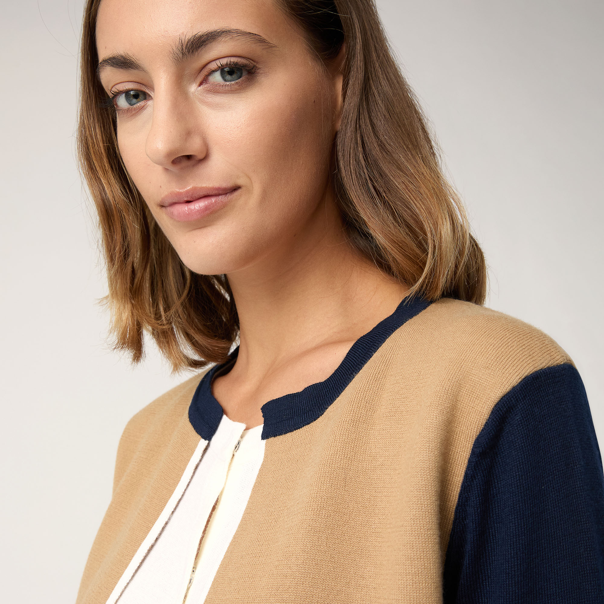 Cardigan with Front Panel, Blue , large image number 2