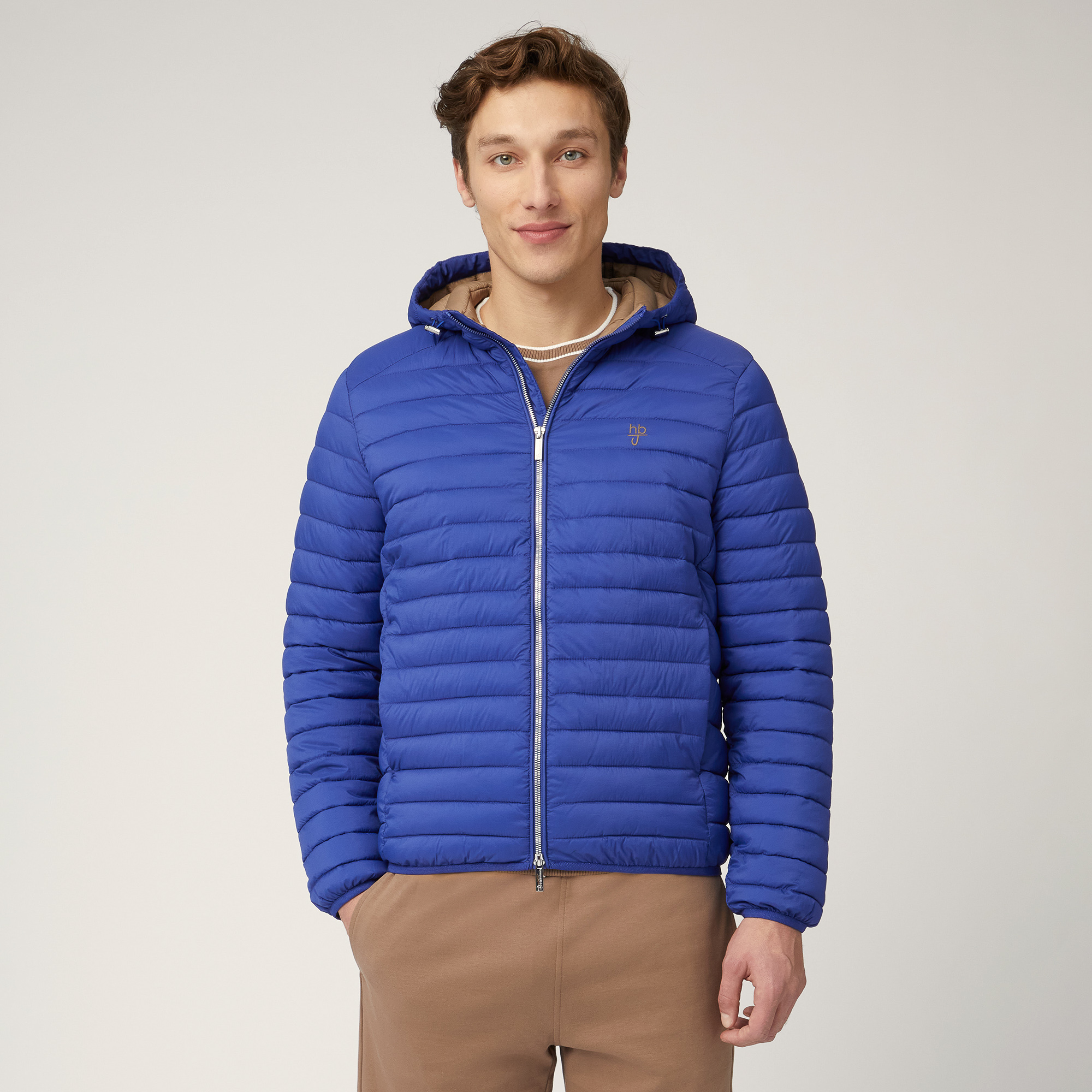 Quilted Nylon Down Jacket, Electric Blue, large image number 0