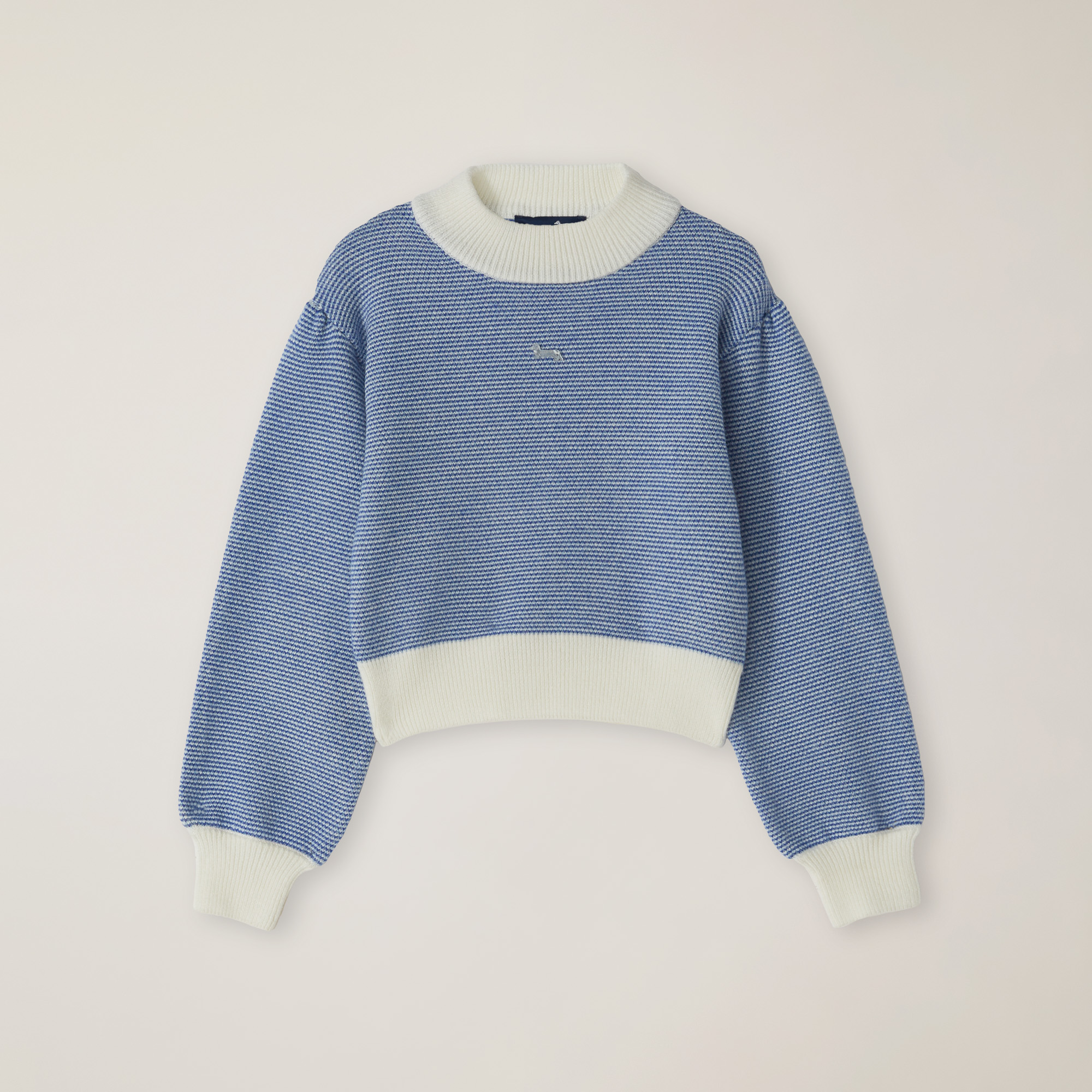 Geometric Crew-Neck Pullover With Embroidered Logo, Light Blue, large image number 0