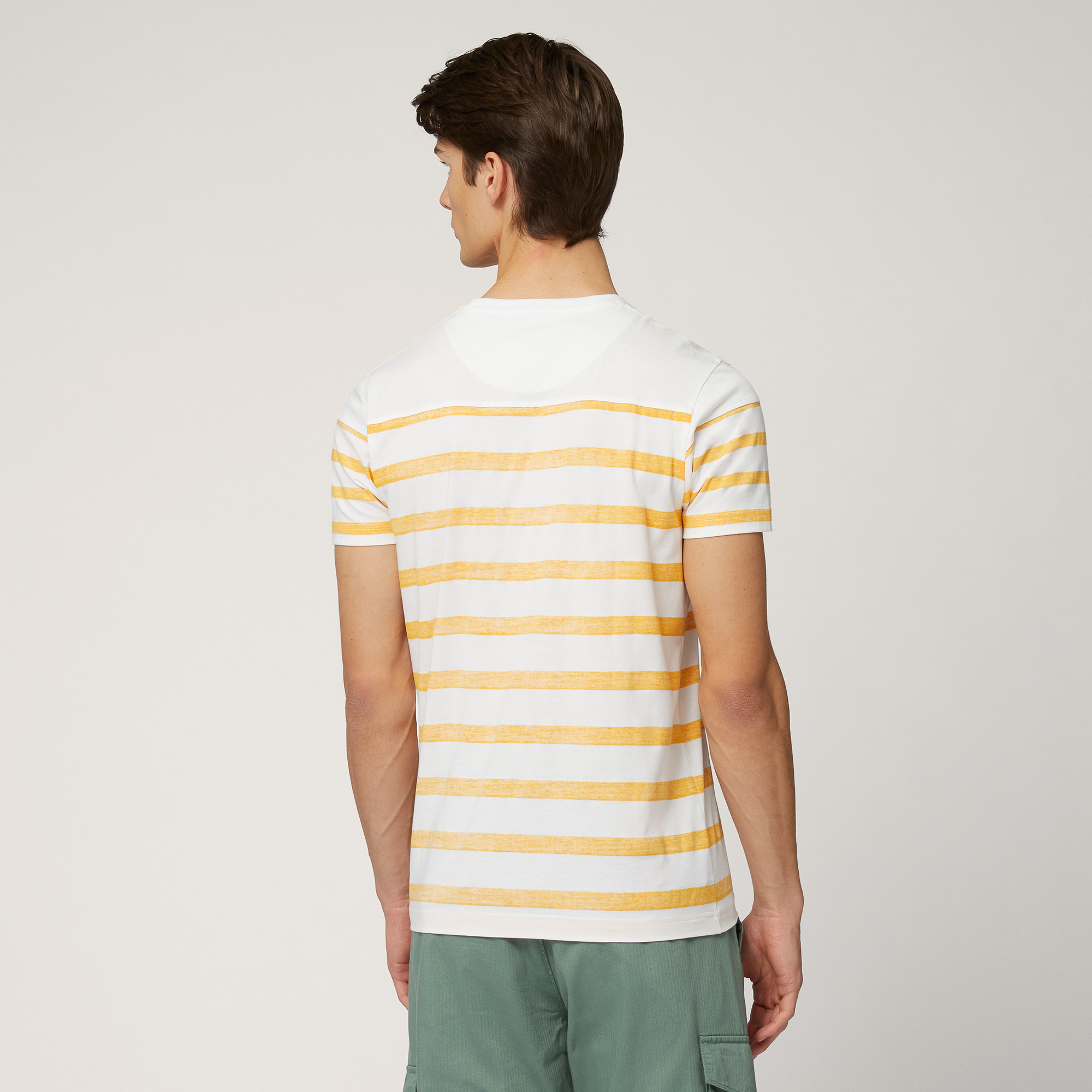 Striped Cotton T-Shirt, Orange, large image number 1