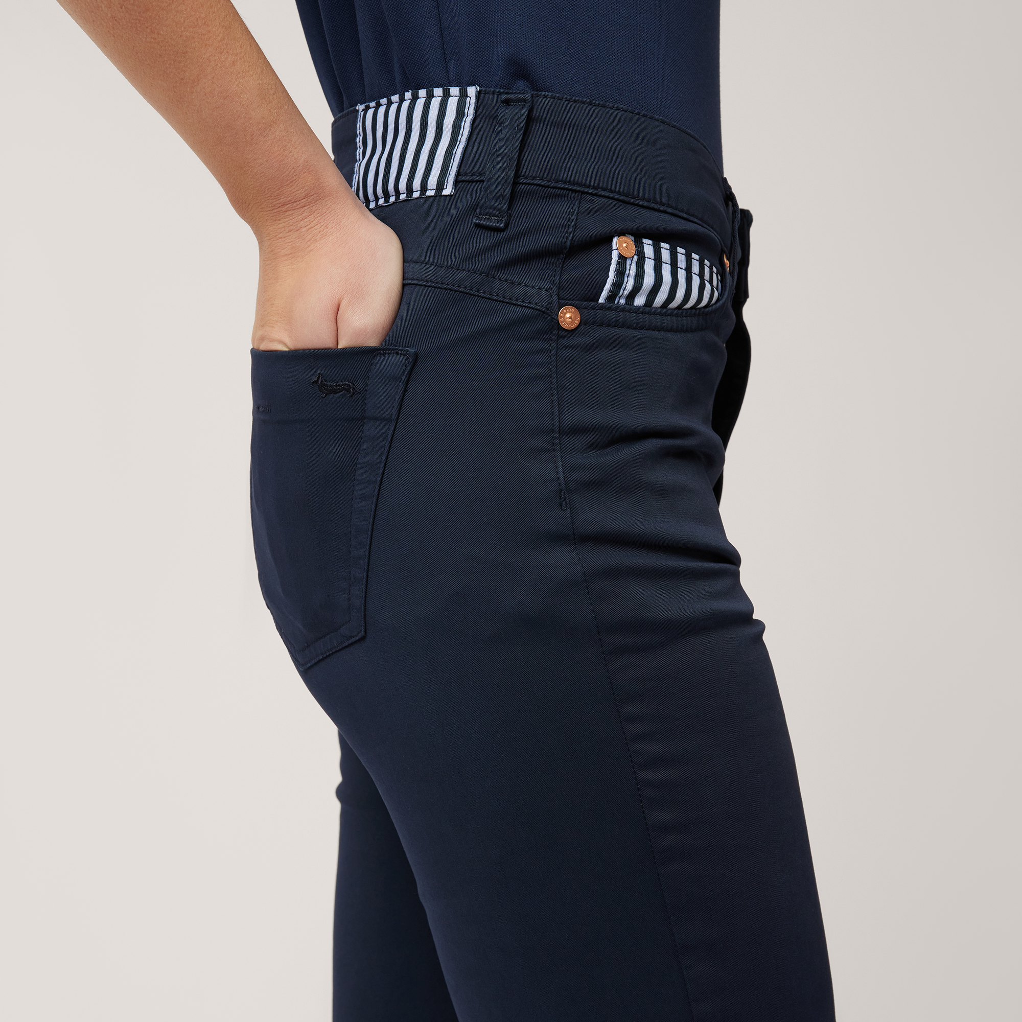 Pants with Striped Inserts, Navy Blue, large image number 2