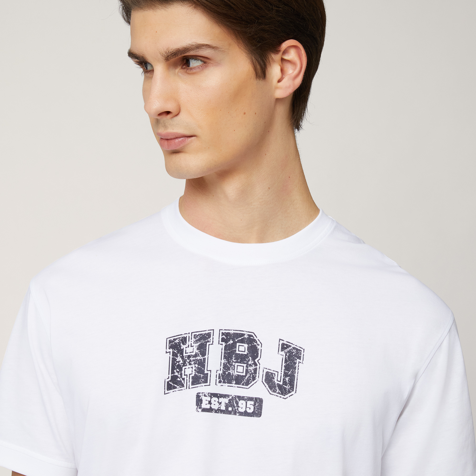 T-Shirt with Print On Chest, White, large image number 2