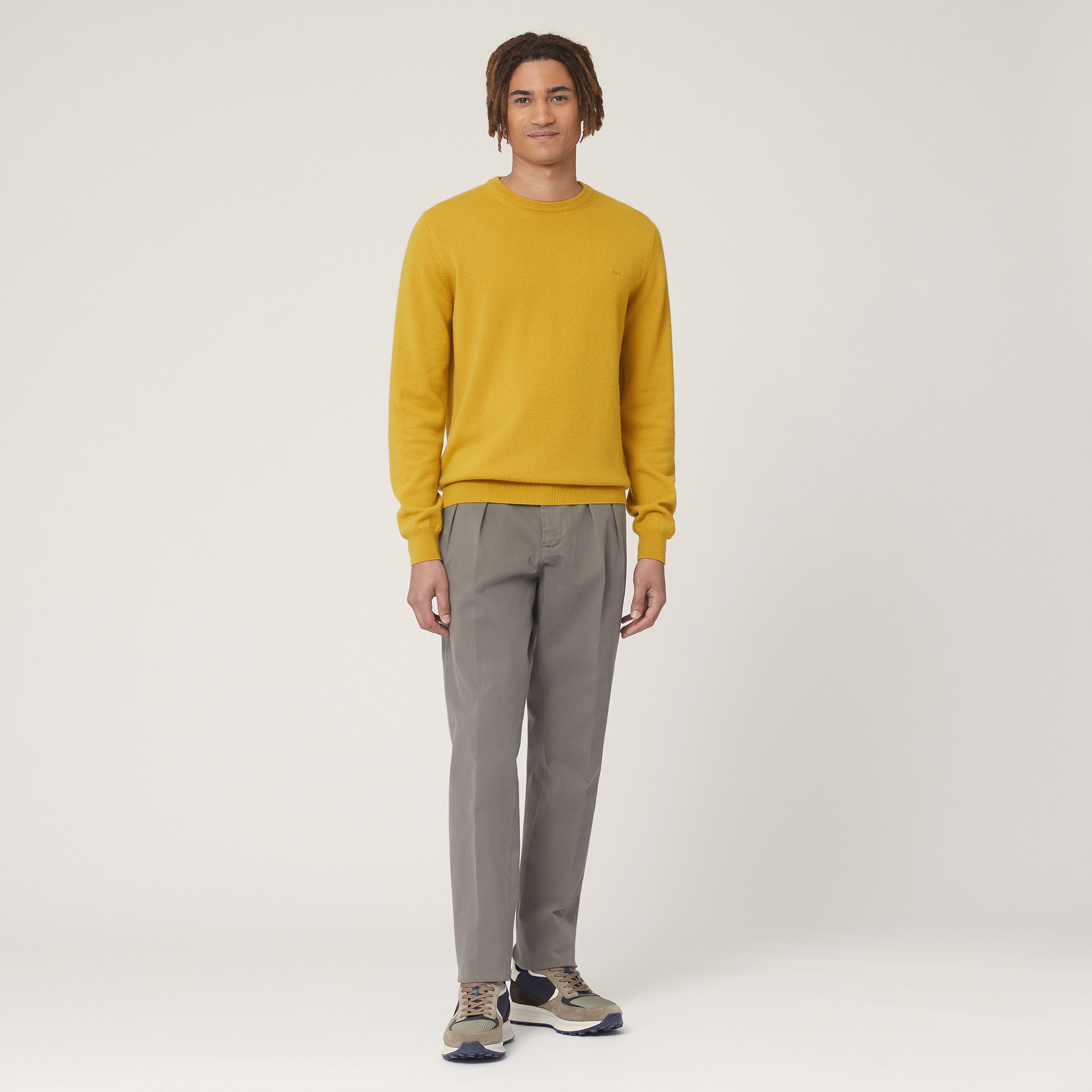 Cashmere Crew-Neck Pullover, Yellow, large image number 3