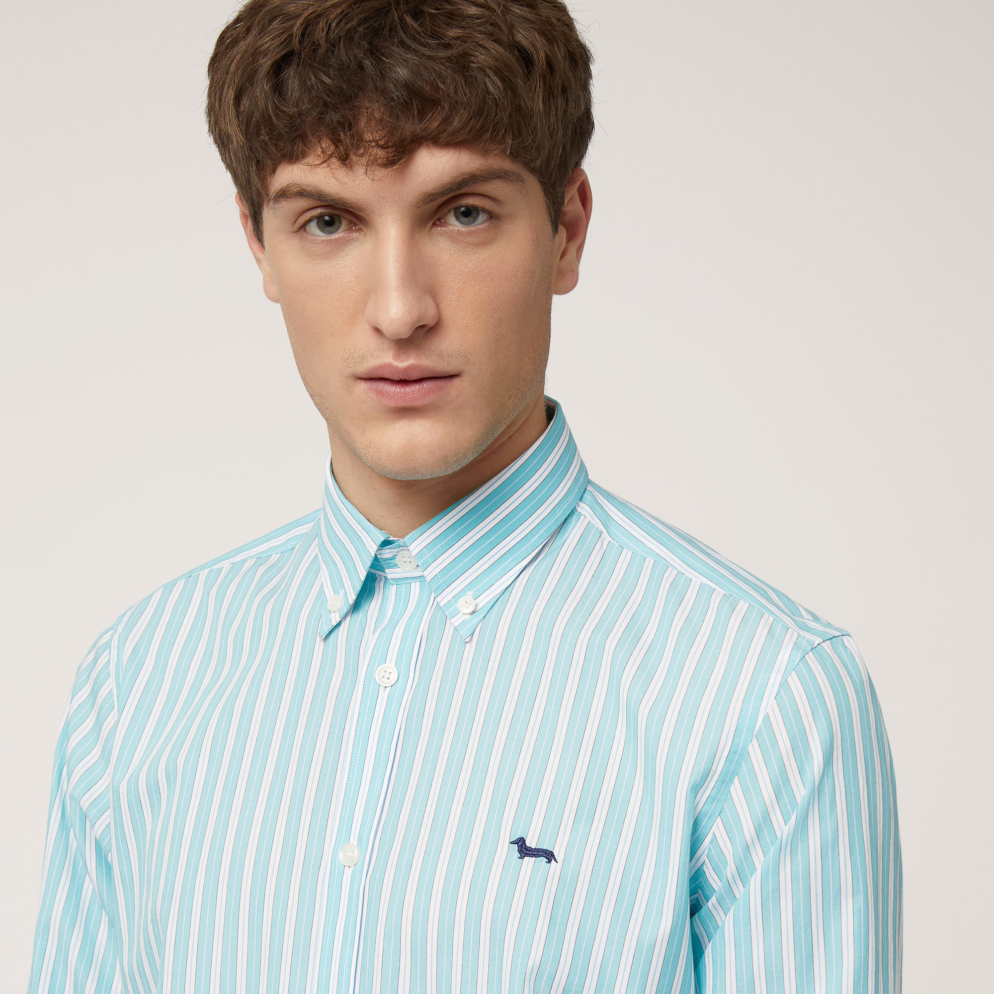 Striped Shirt with Dachshund, Turquoise, large image number 2