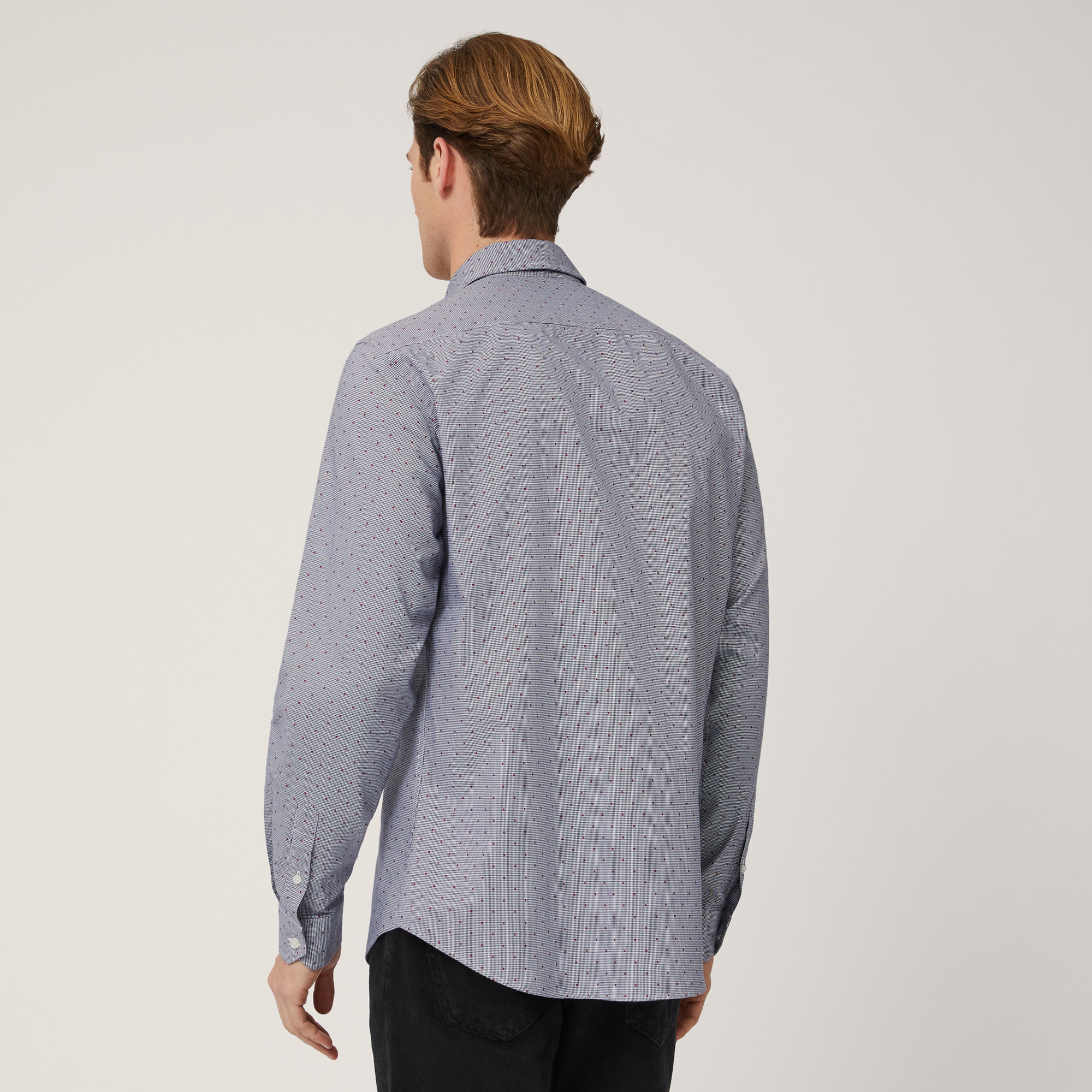 Micro-Houndstooth Shirt, Navy Blue, large image number 1