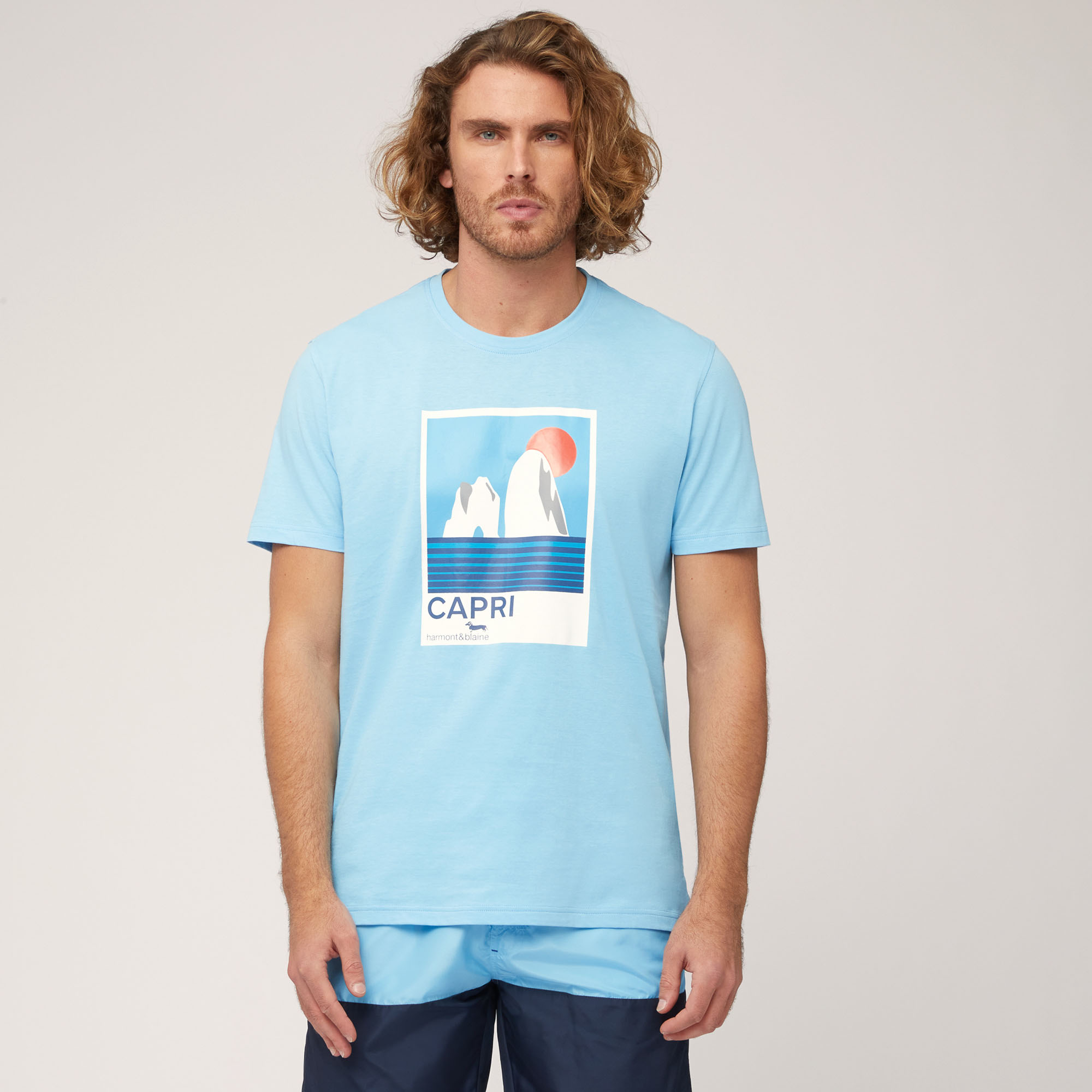 T-shirt Côte Amalfitaine, Bleu, large