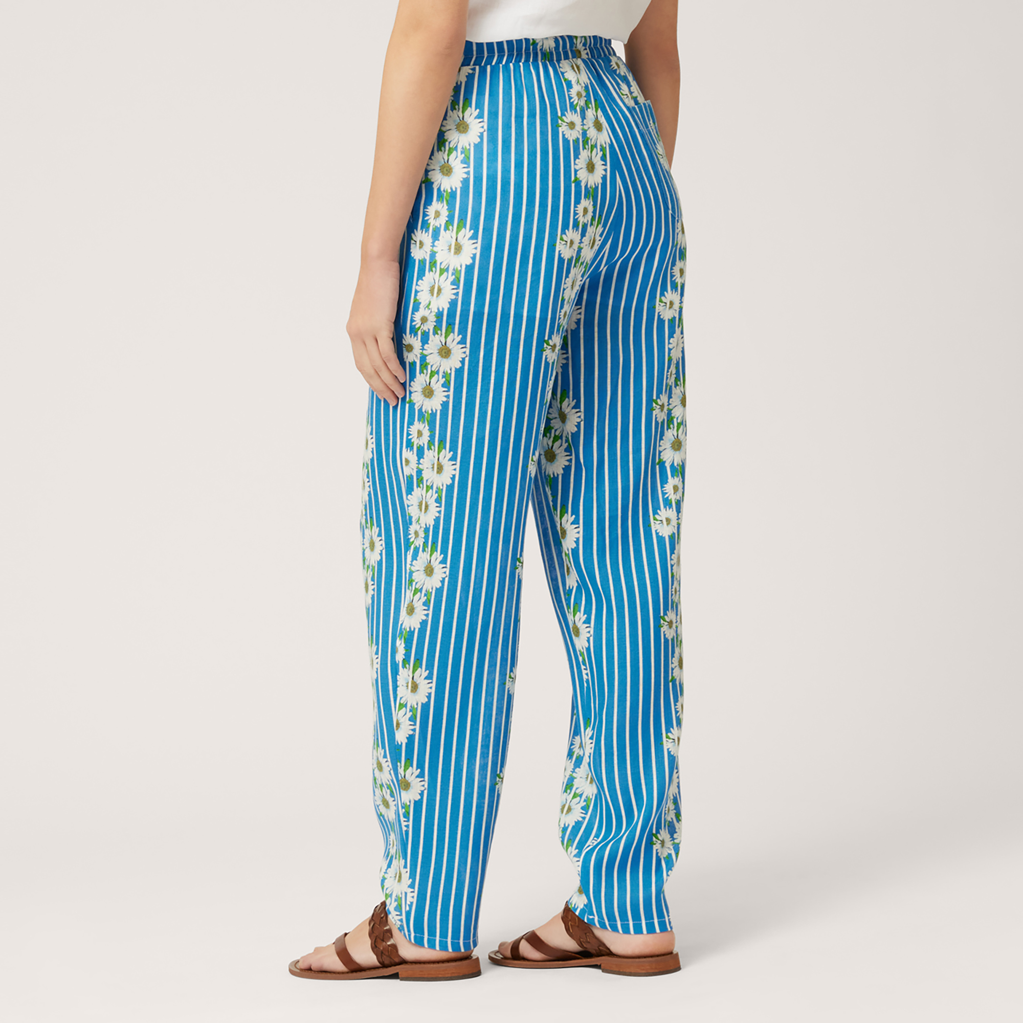 Pants with Stripes and Daisies, Light Blue, large image number 1