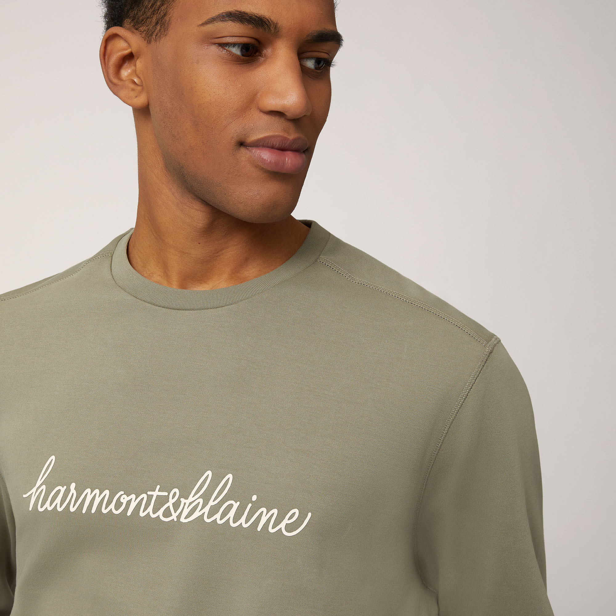 Cotton Sweatshirt with Lettering, Spinach Green, large image number 2