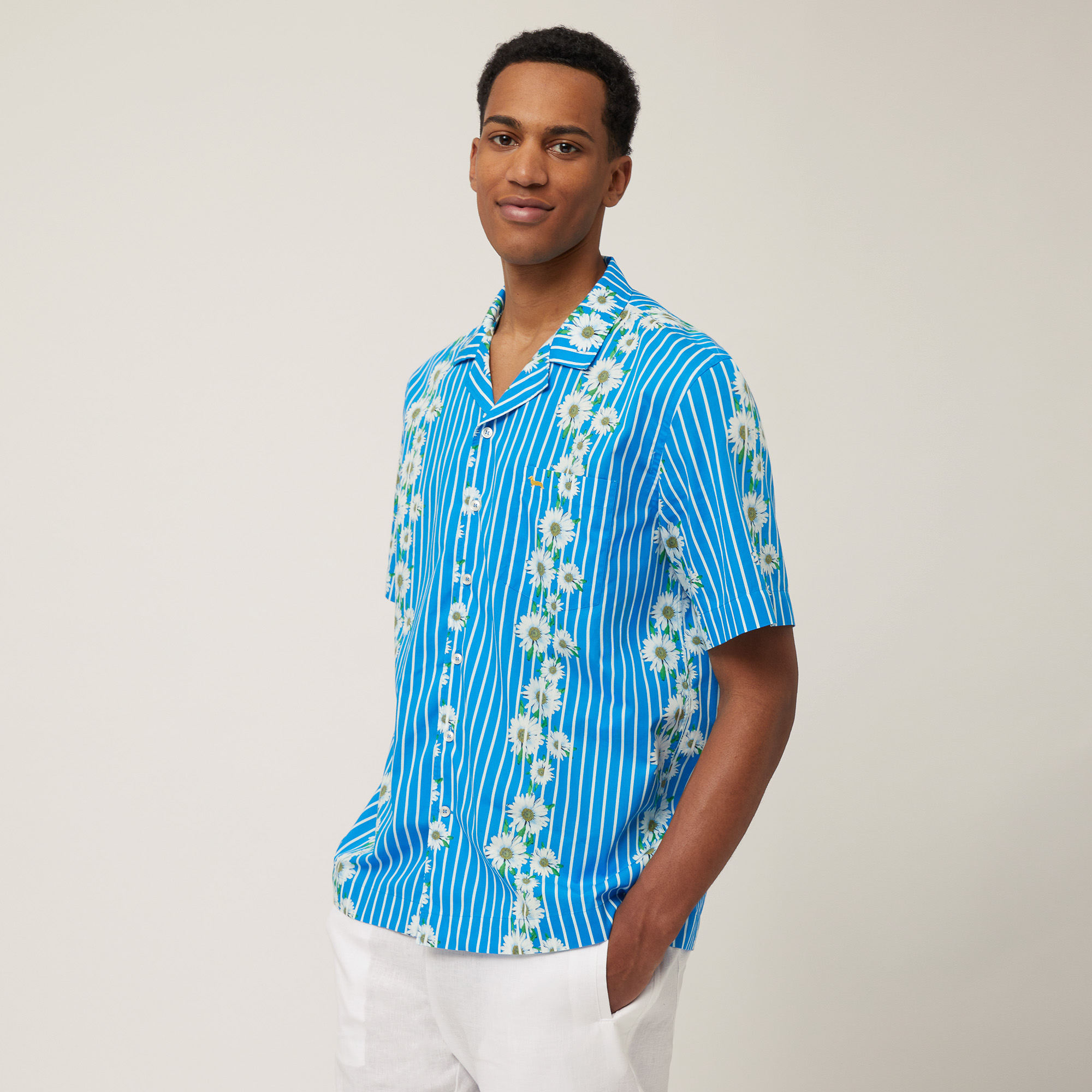 Printed Bowling Shirt, Light Blue, large image number 0