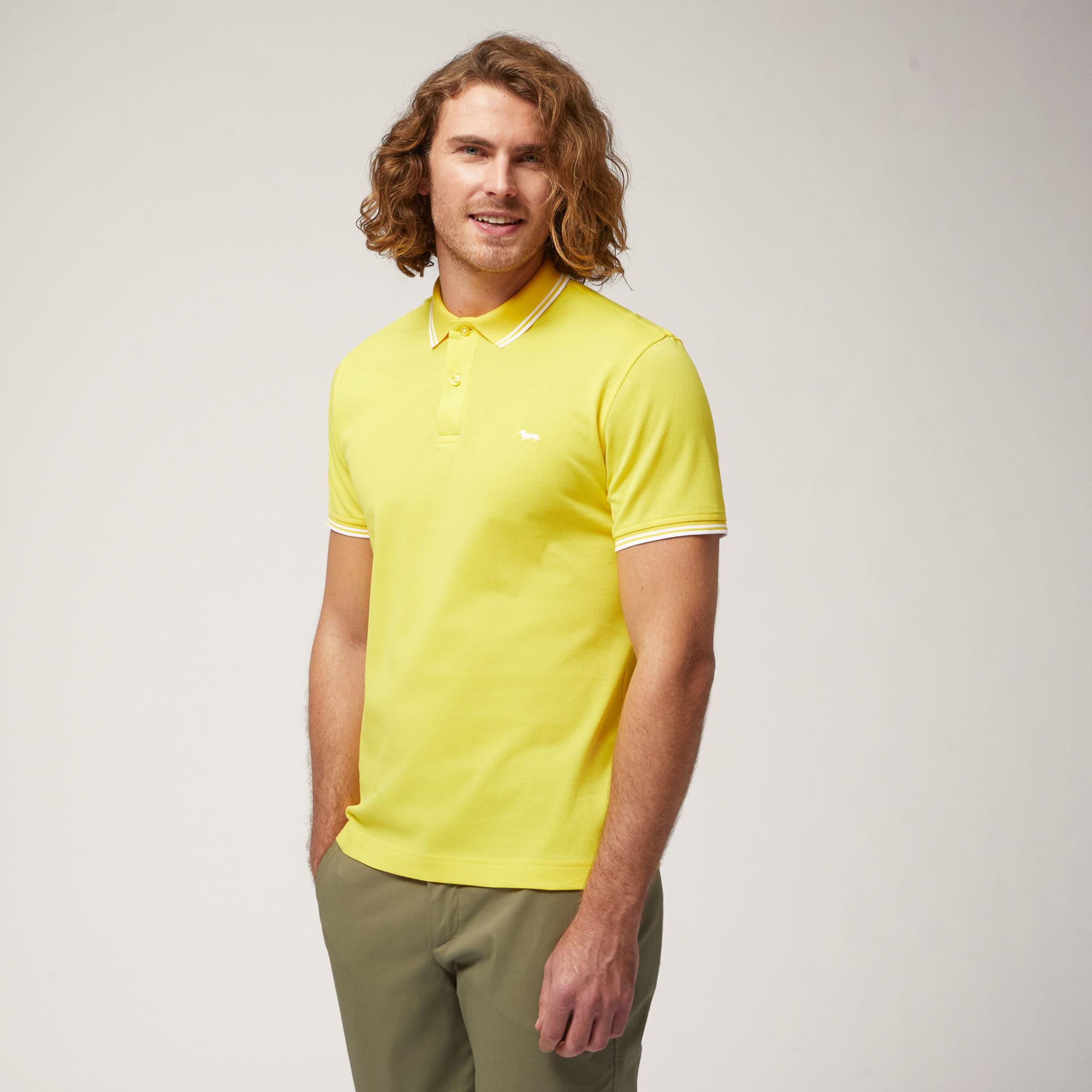 Polo with Contrasts, Light Yellow, large image number 0
