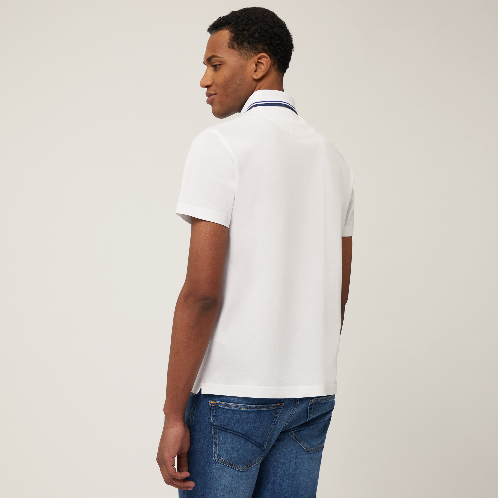 Polo with Denim Details, White, large image number 1