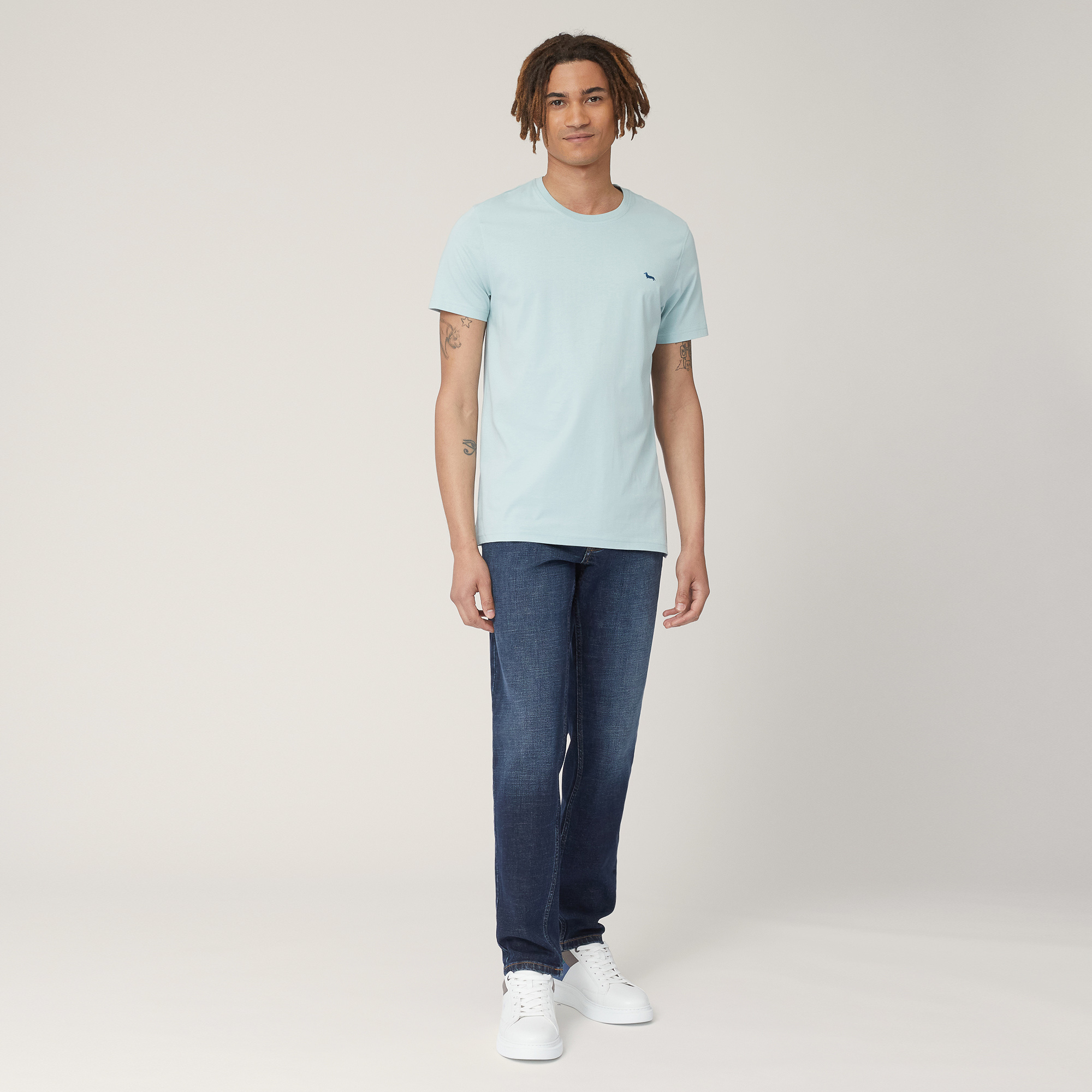 Narrow T-Shirt with Dachshund, Teal, large image number 3