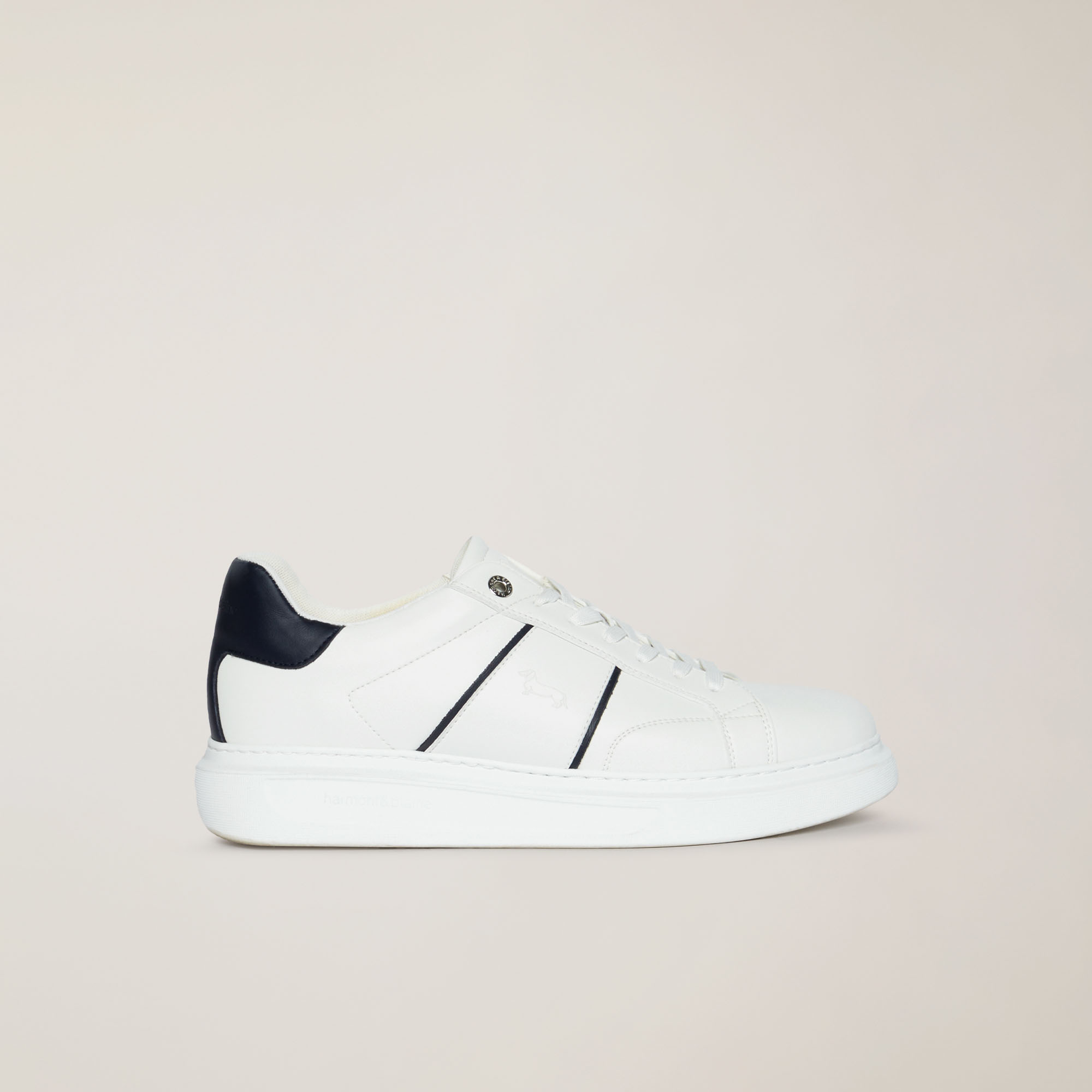 Sneakers Détails Contrastants, Blanc, large