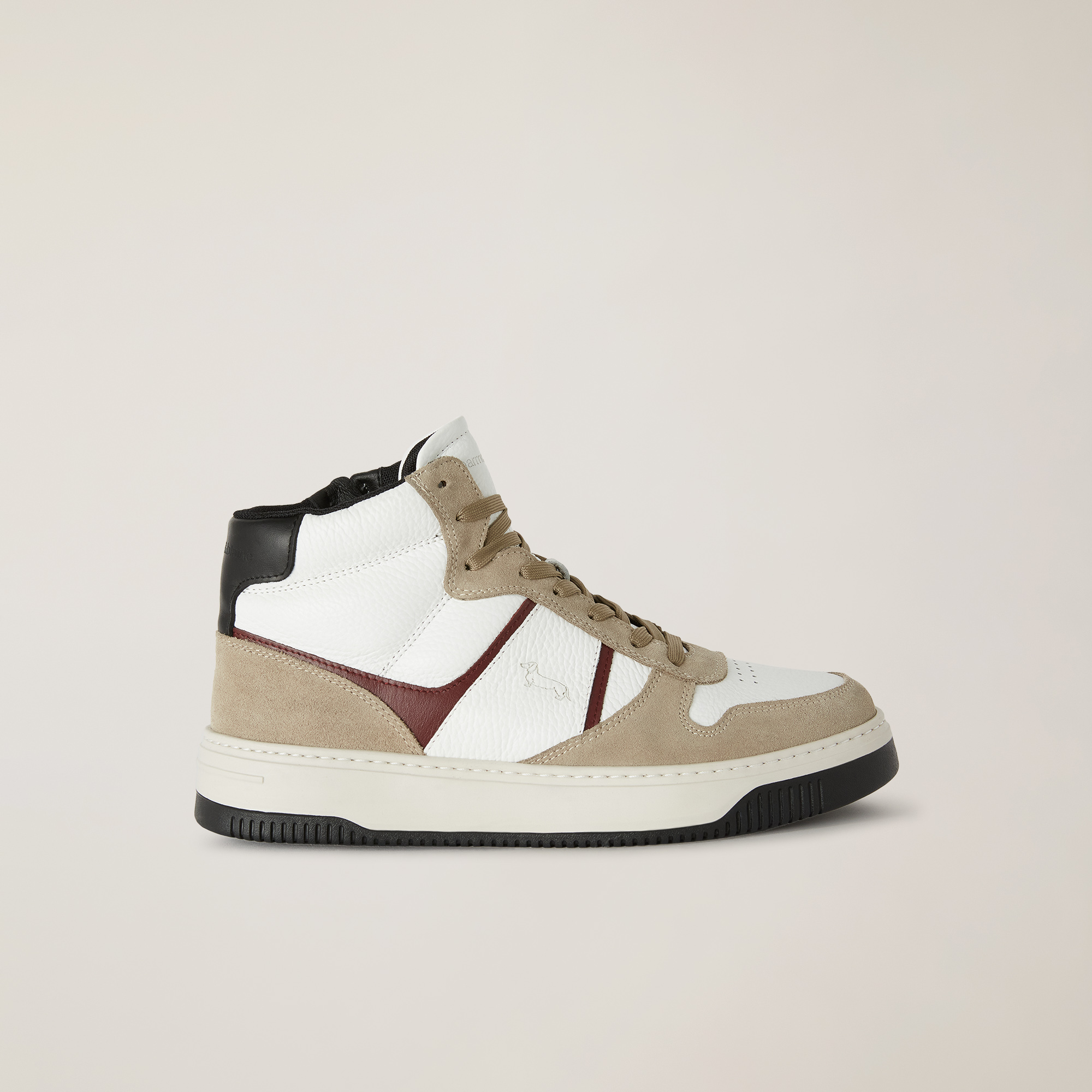 High-top Sneaker with Inserts, Beige/White, large image number 0